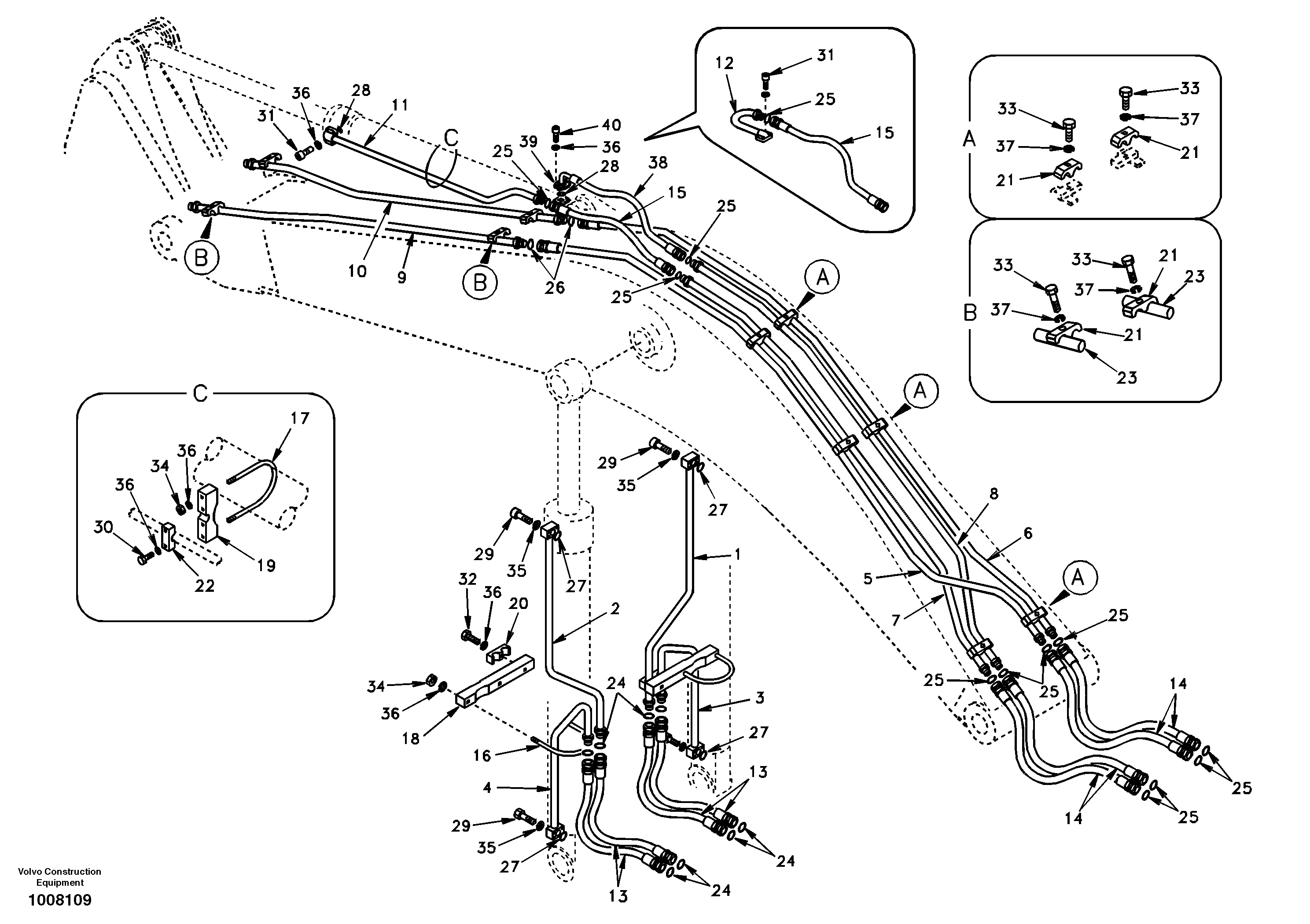 Схема запчастей Volvo EC140 - 46046 Working hydraulic, boom 