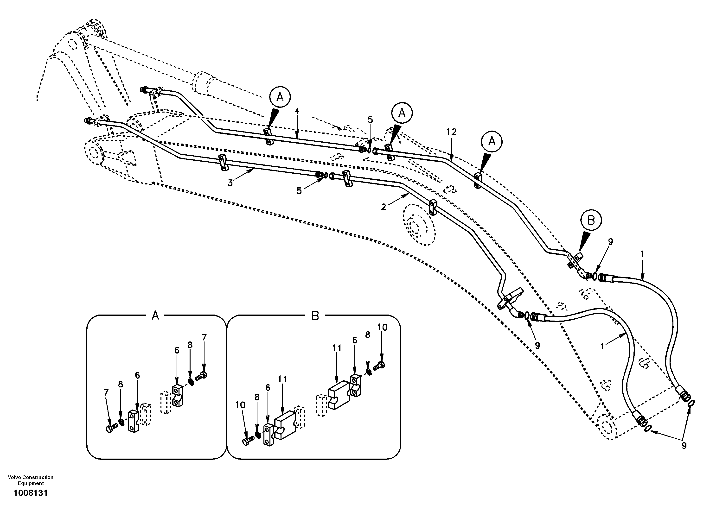 Схема запчастей Volvo EC140 - 46050 Working hydraulic, hammer and shear for boom 