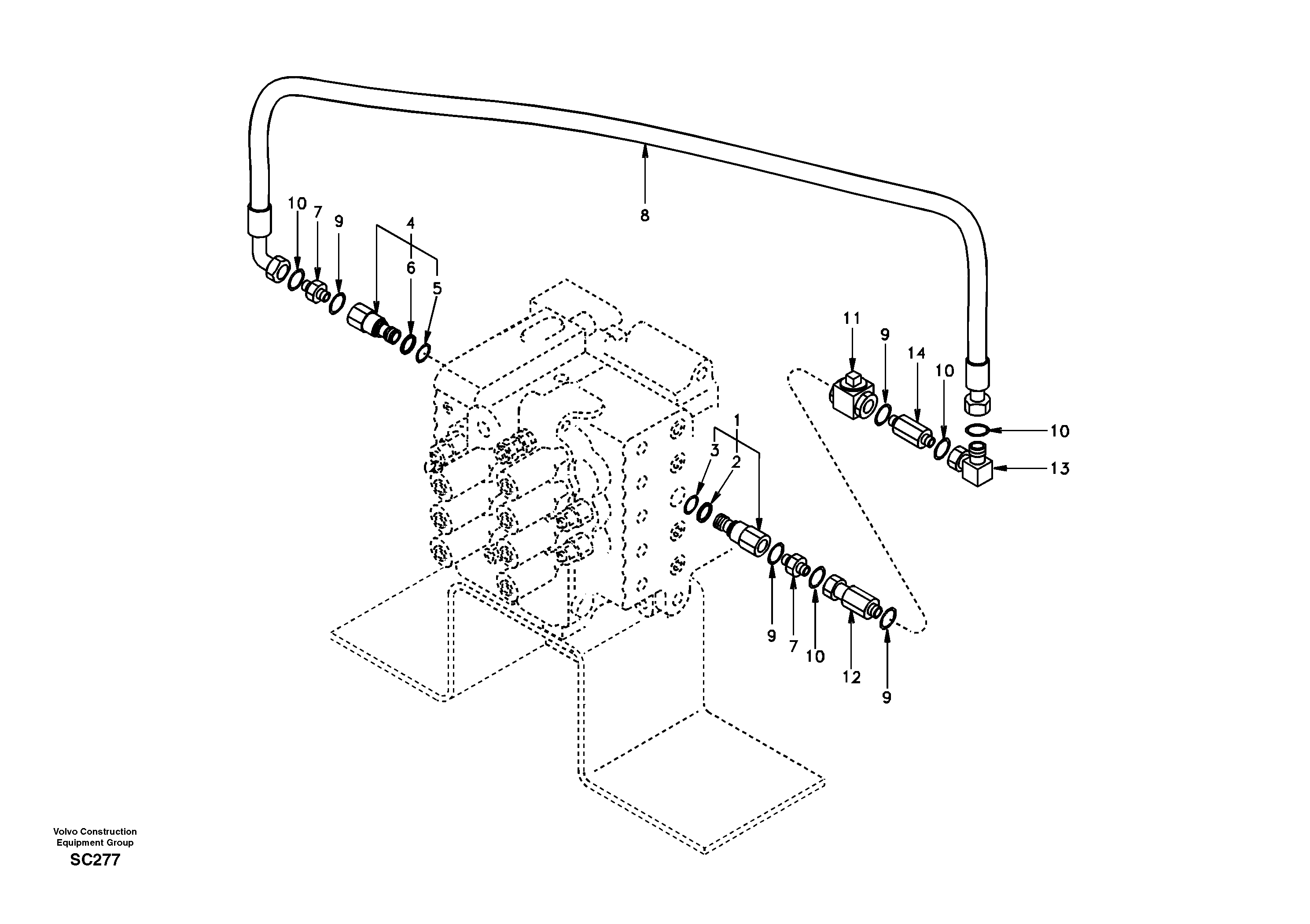 Схема запчастей Volvo EC140 - 46053 Working hydraulic, hammer and shear for 2nd pump flow 