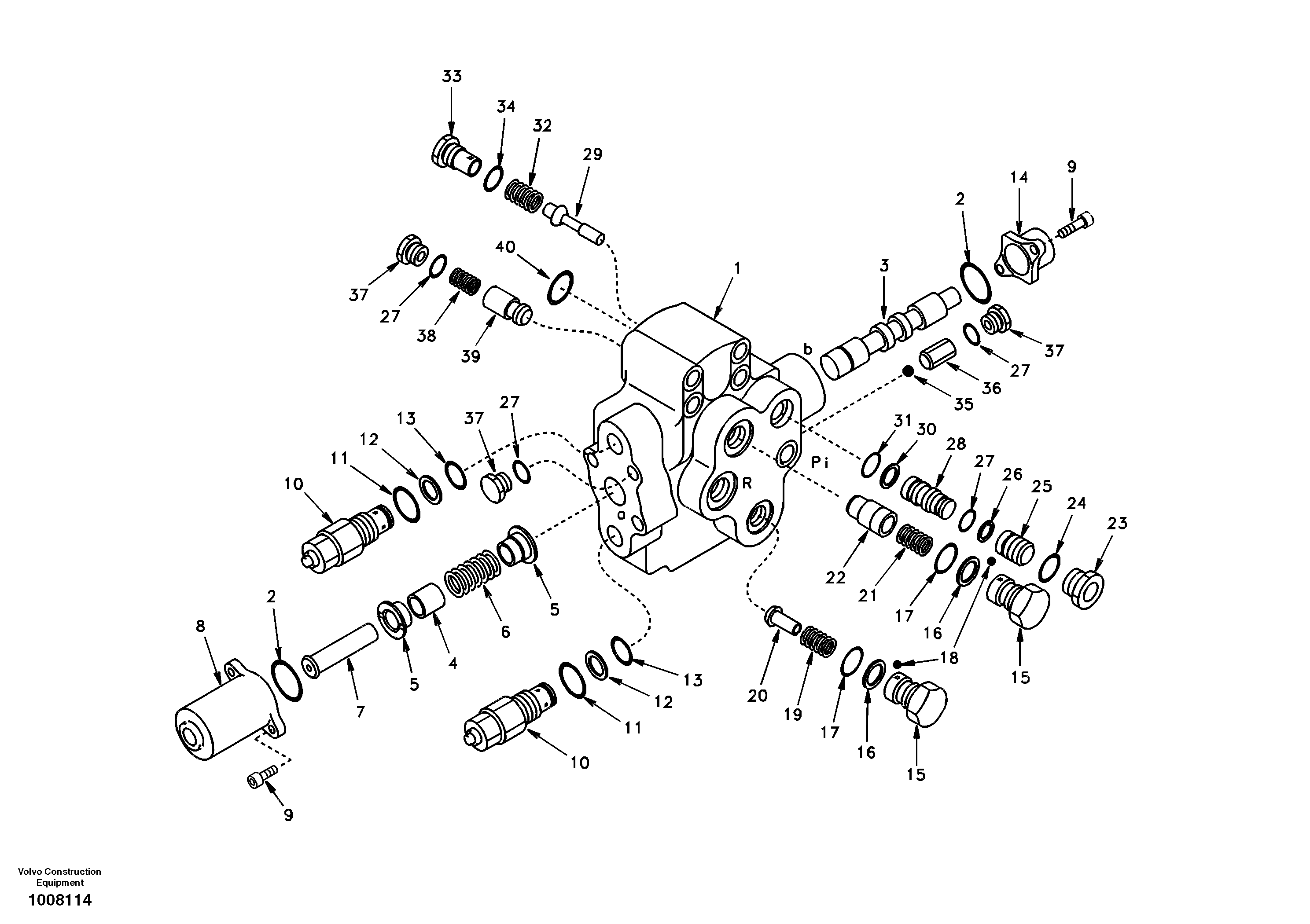 Схема запчастей Volvo EC140 - 46058 Working hydraulic, adjustable boom control valve 