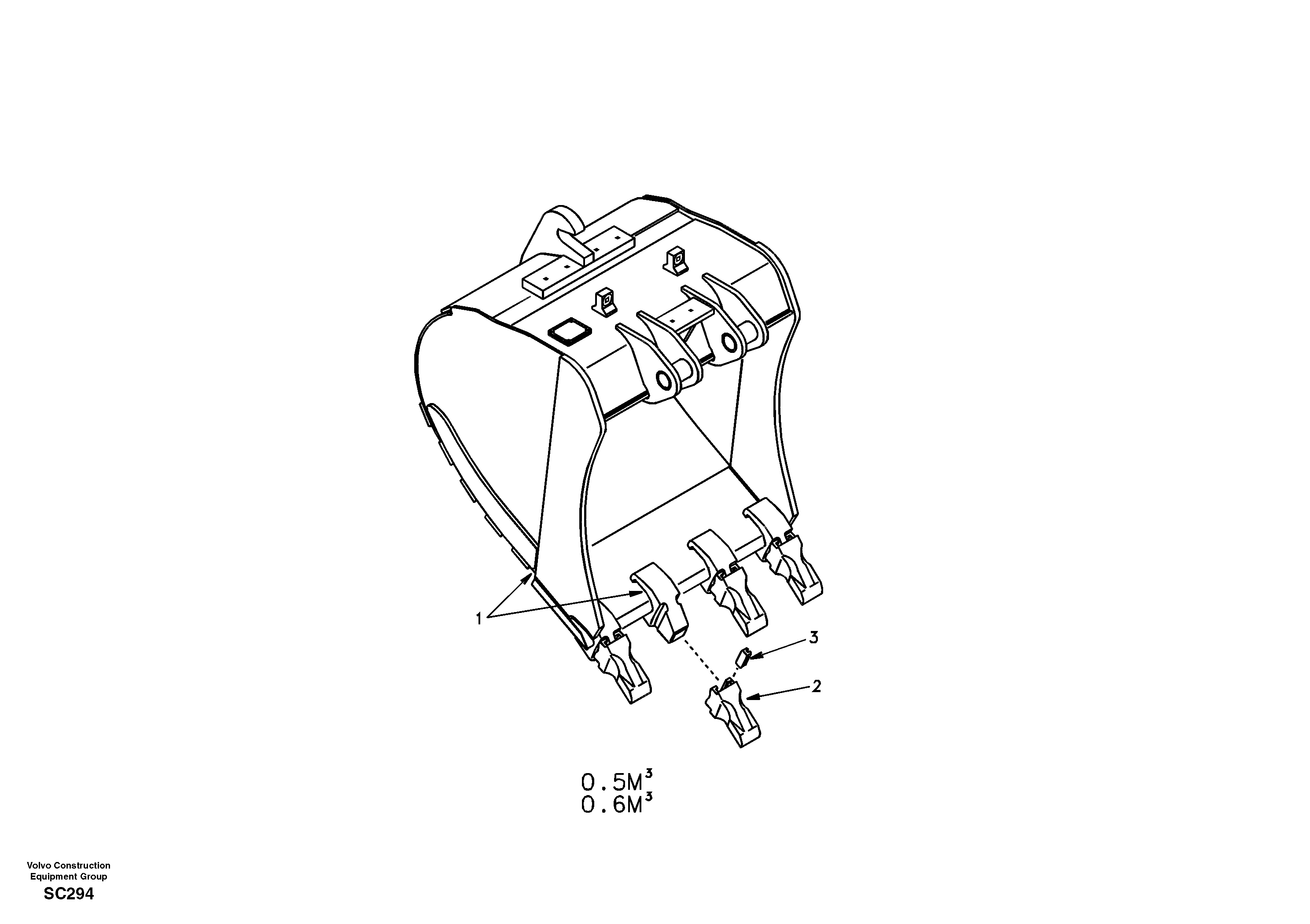 Схема запчастей Volvo EC140 - 22443 Buckets for Quickfit 