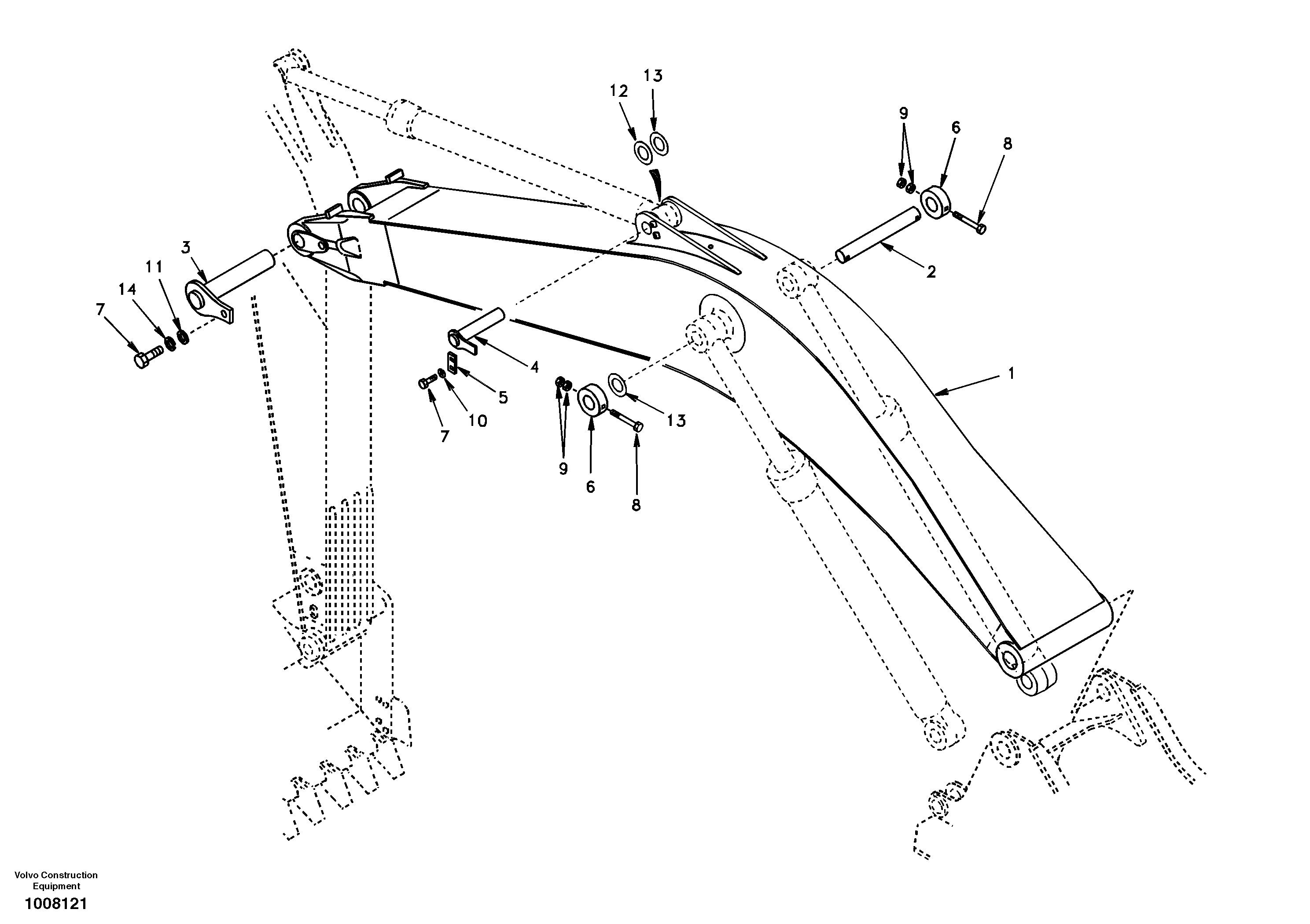 Схема запчастей Volvo EC140 - 46066 Links to boom, mono 