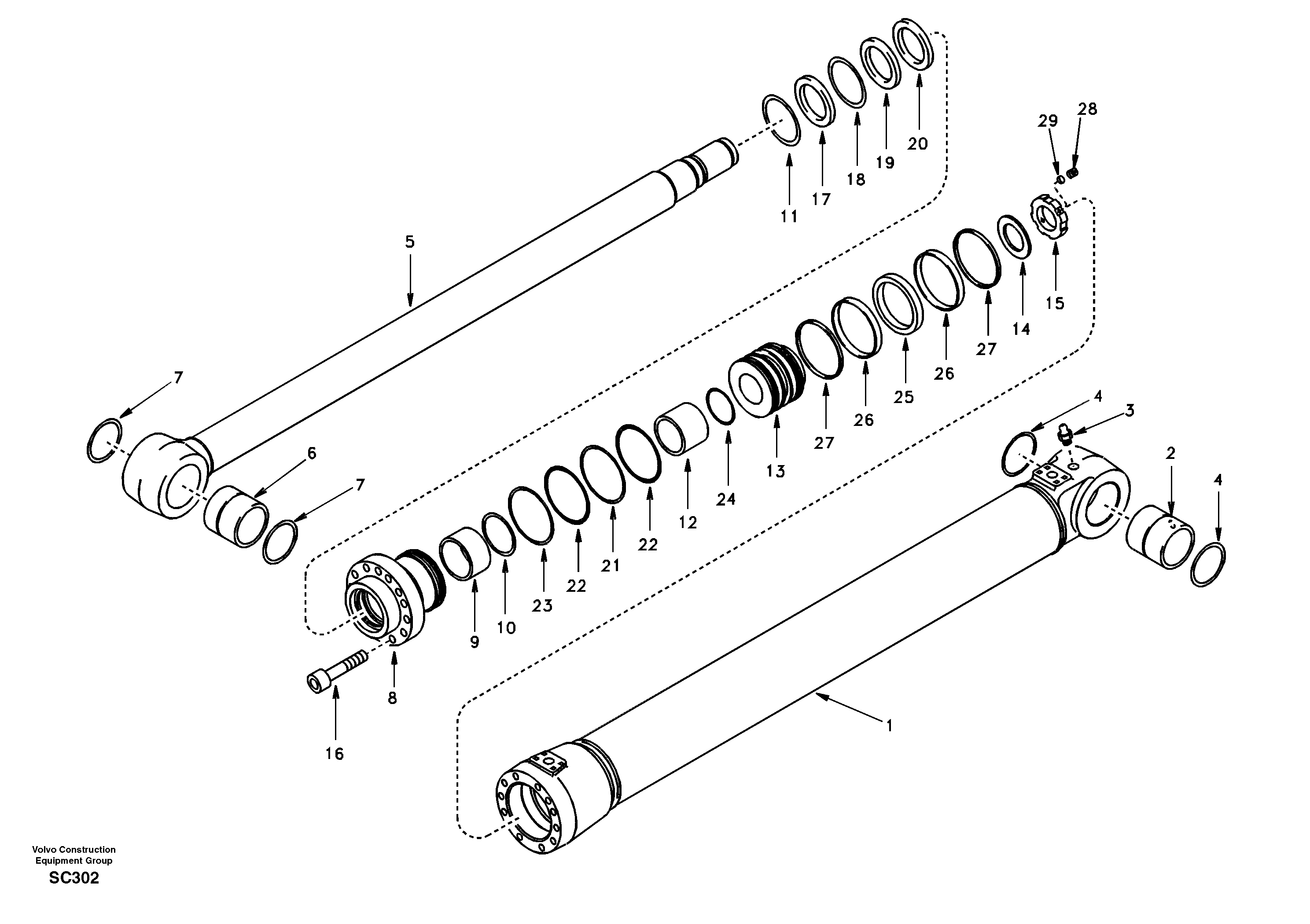 Схема запчастей Volvo EC140 - 54894 Гидроцилиндр стрелы 