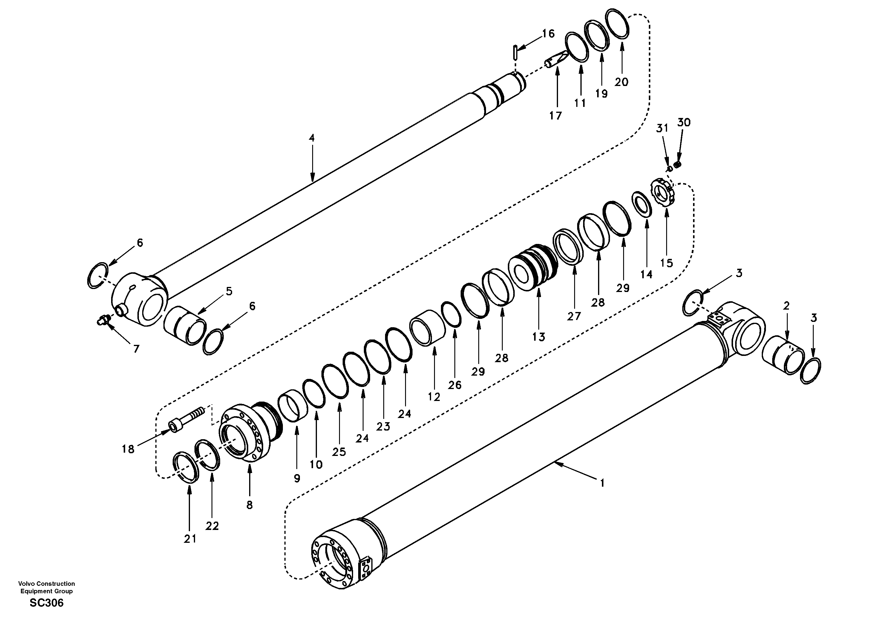 Схема запчастей Volvo EC140 - 35554 Dipper arm cylinder 