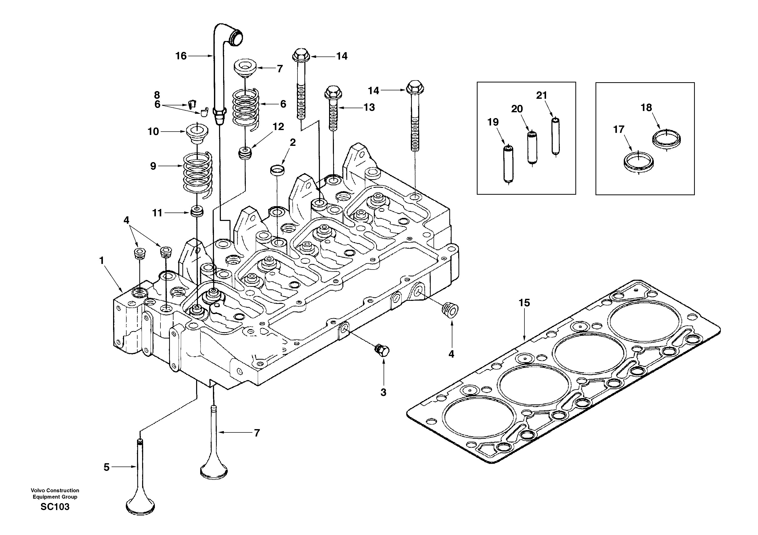 Схема запчастей Volvo EC140 - 19654 Головка блока цилиндров 