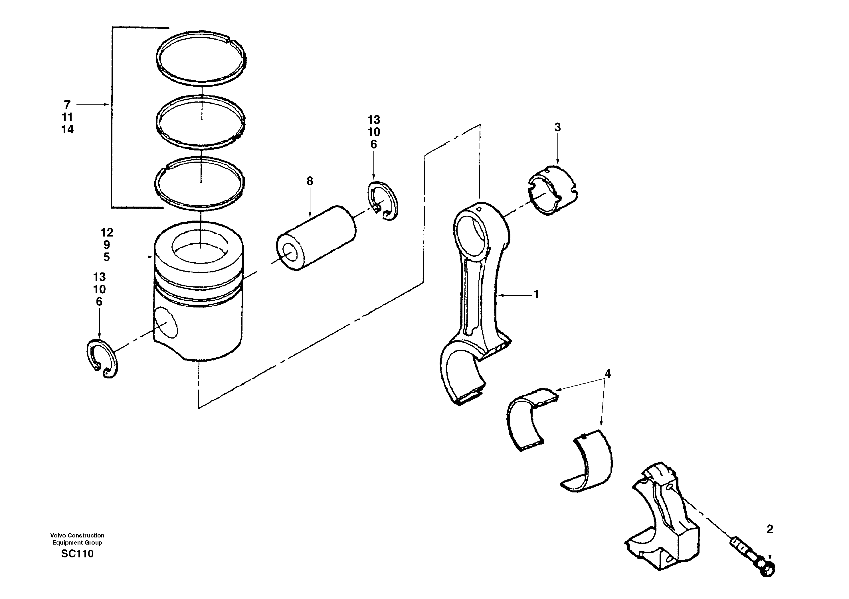 Схема запчастей Volvo EC140 - 41837 Шатун и поршень 