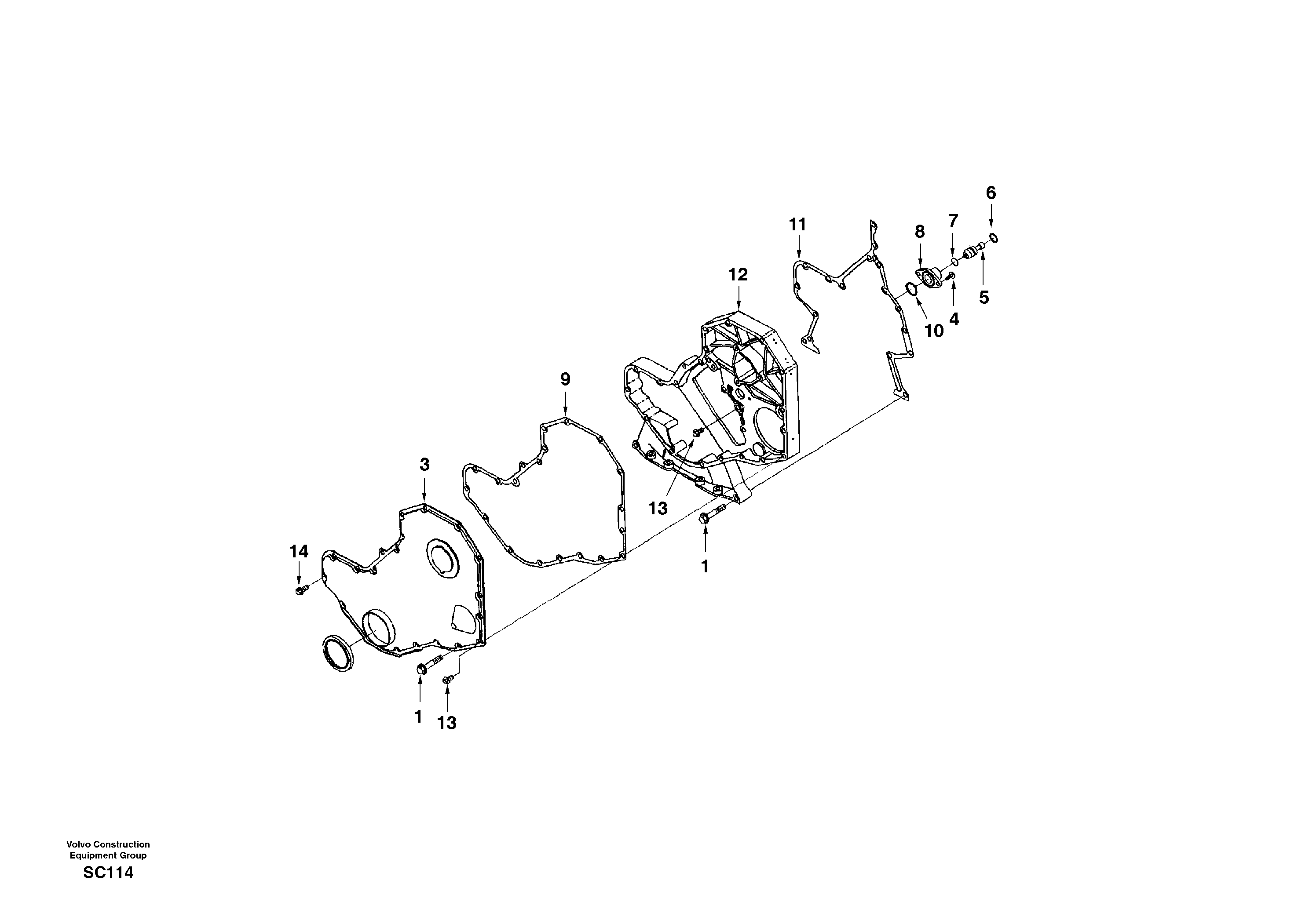 Схема запчастей Volvo EC140 - 36669 Timing gear casing 