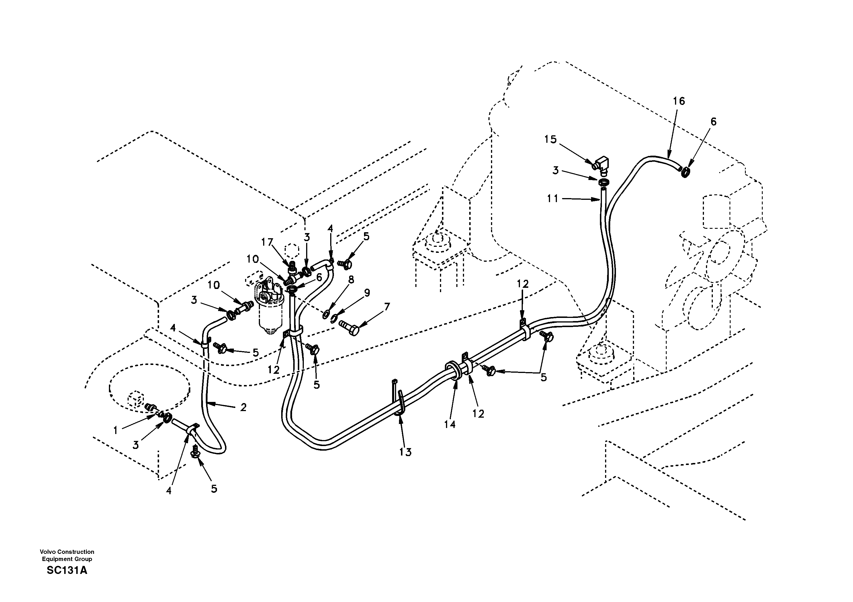 Схема запчастей Volvo EC140 - 36687 Fuel pipe - Fuel tank 