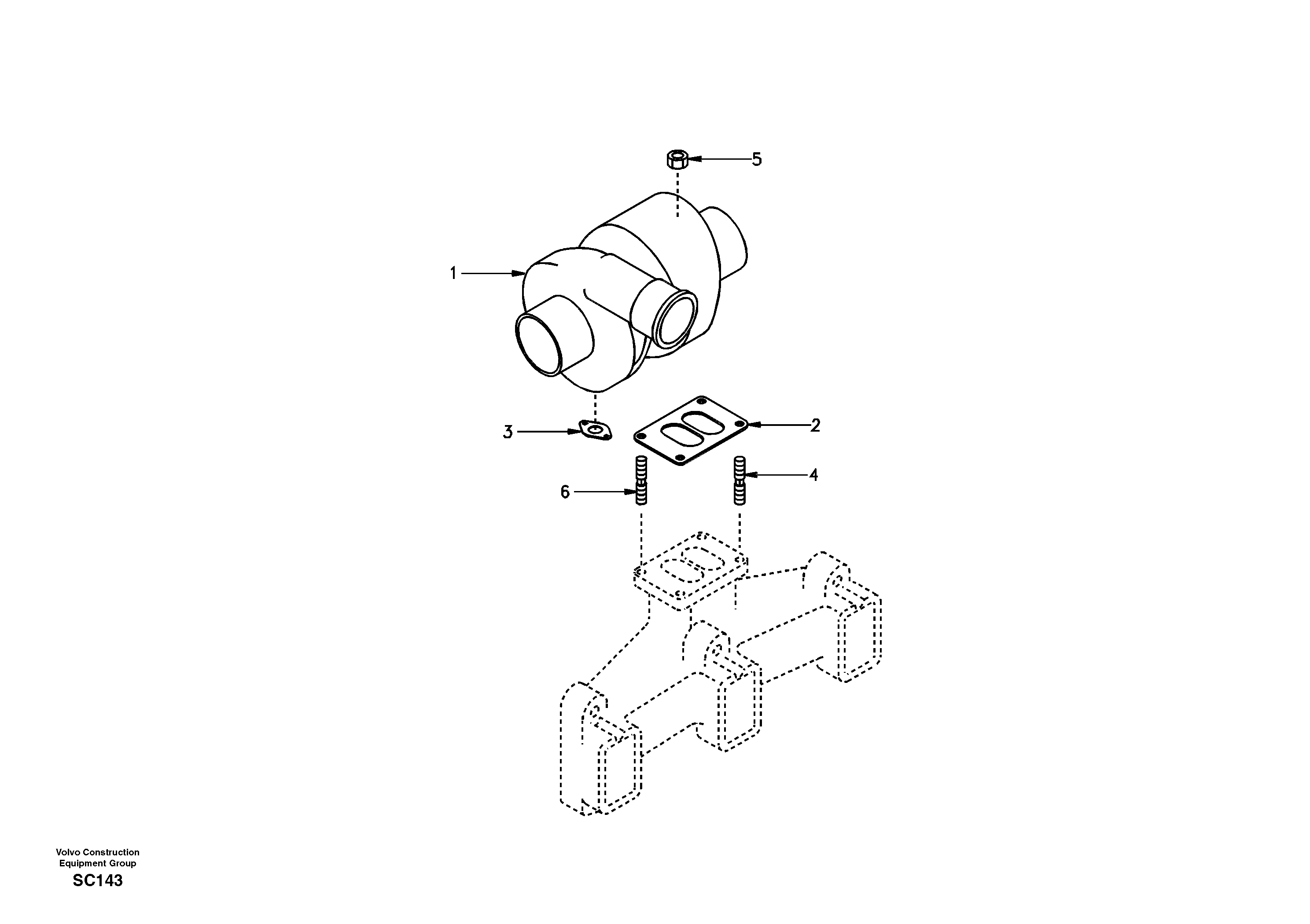 Схема запчастей Volvo EC140 - 36696 Турбокомпрессор (турбина) с установочными деталями 