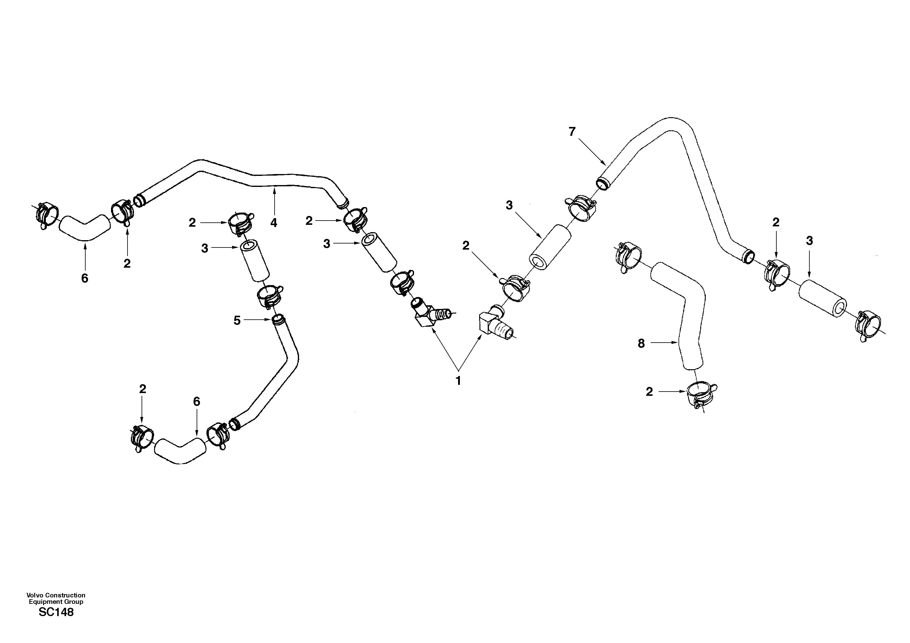 Схема запчастей Volvo EC140 - 40259 Charge air cooler, plumbing 