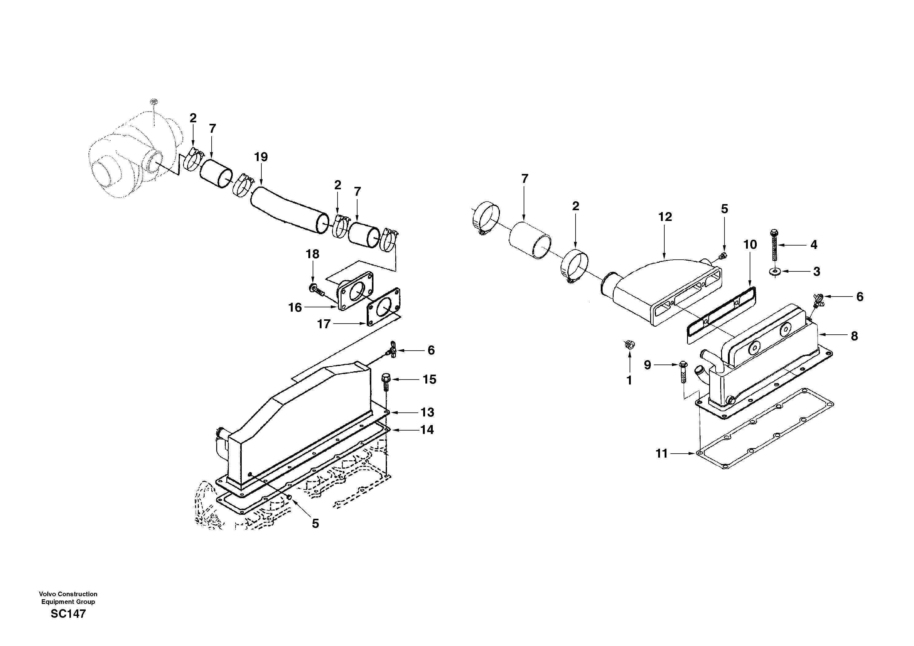 Схема запчастей Volvo EC140 - 64164 Intercooler 