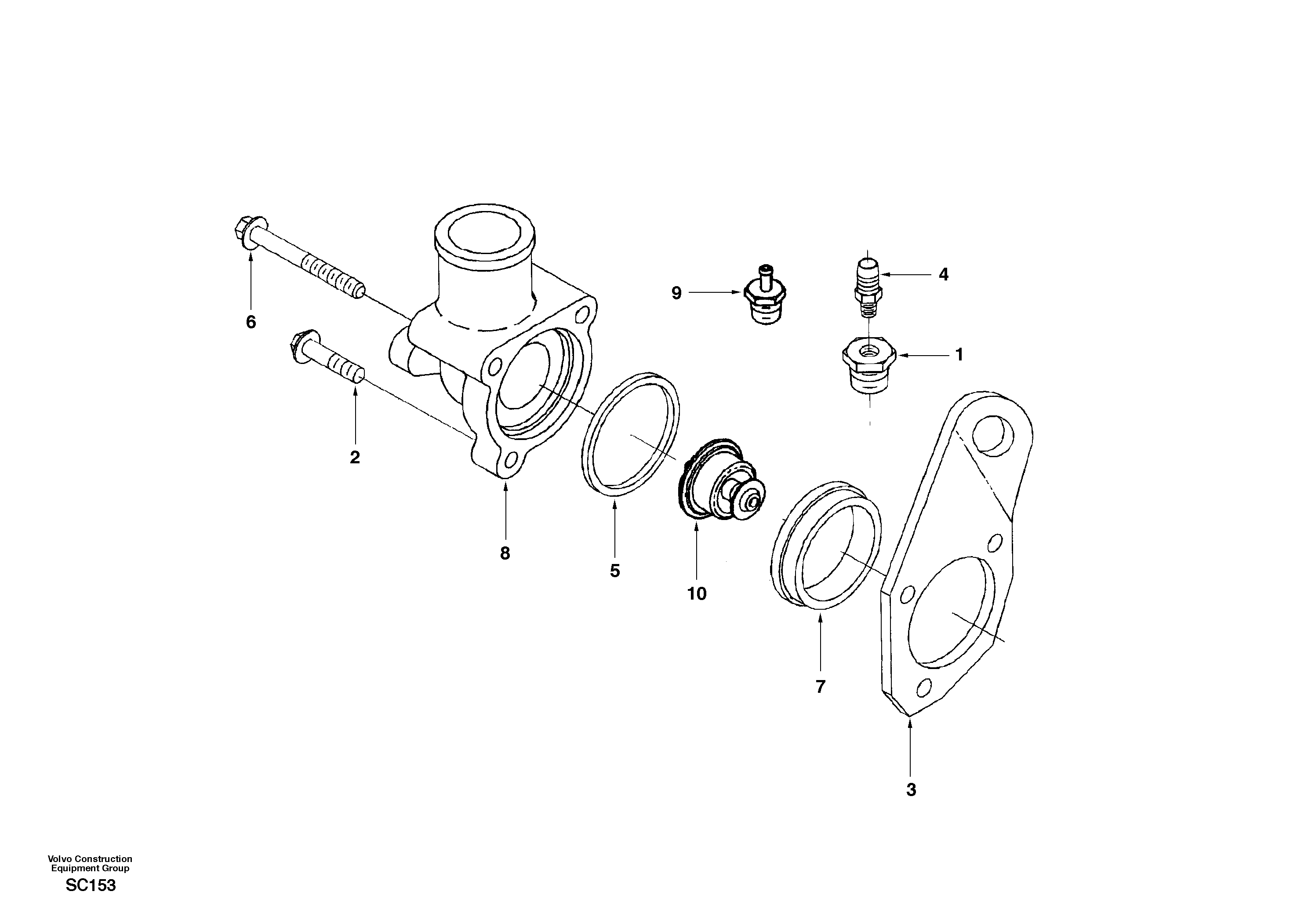 Схема запчастей Volvo EC140 - 40957 Thermostat housing 