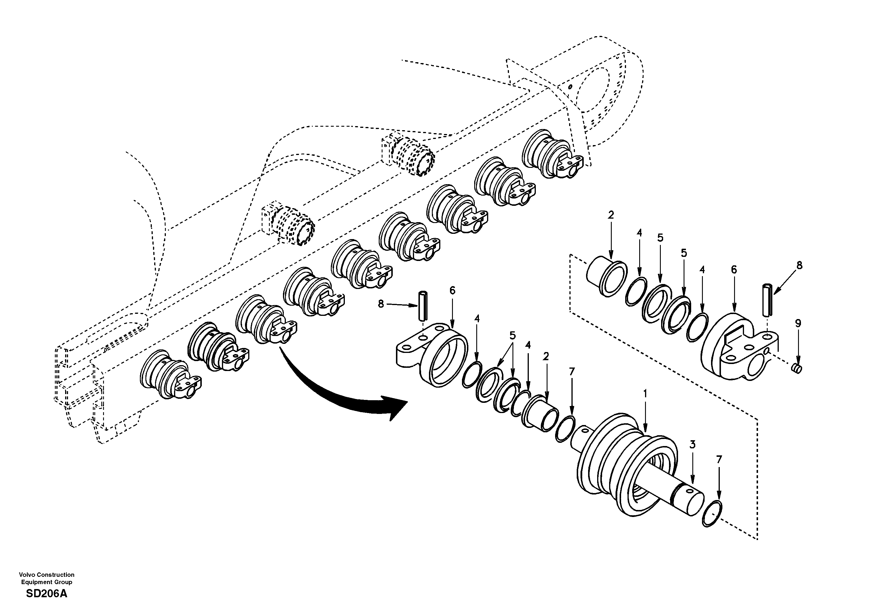 Схема запчастей Volvo EC290 - 16997 Bottom roller 