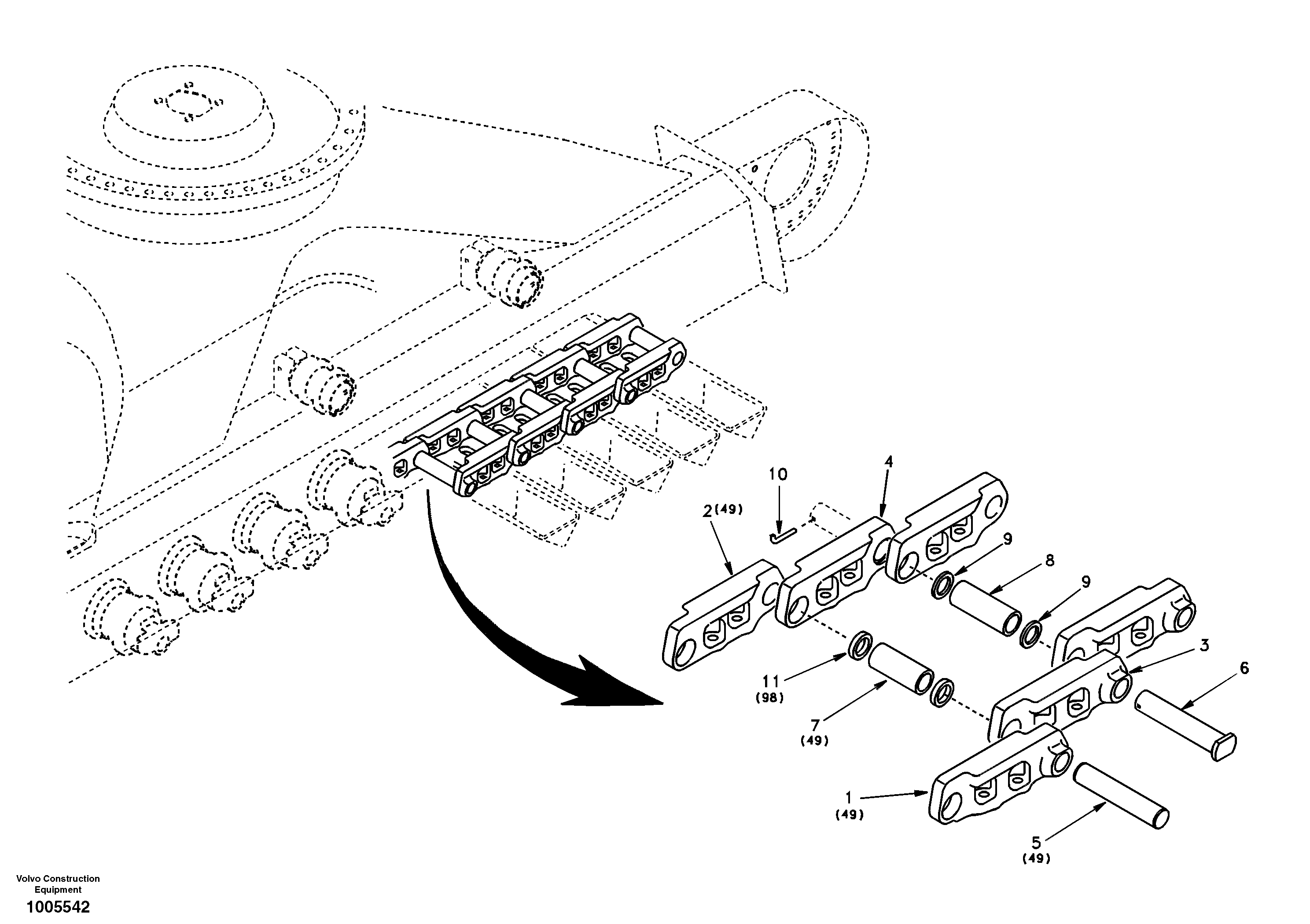 Схема запчастей Volvo EC290 - 37669 Гусеничная цепь 