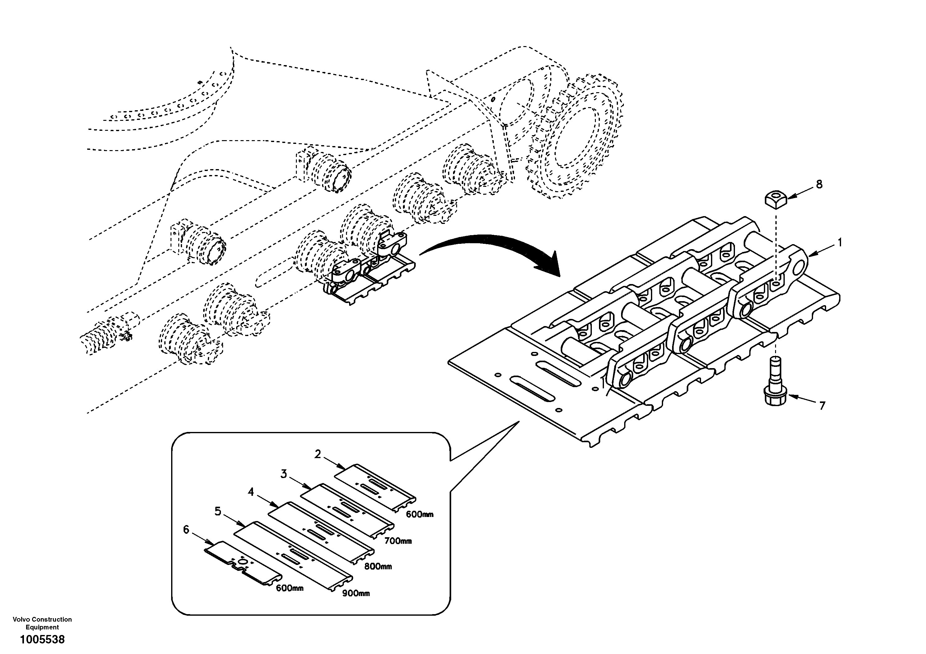 Схема запчастей Volvo EC290 - 58378 Undercarriage, track with shoes 