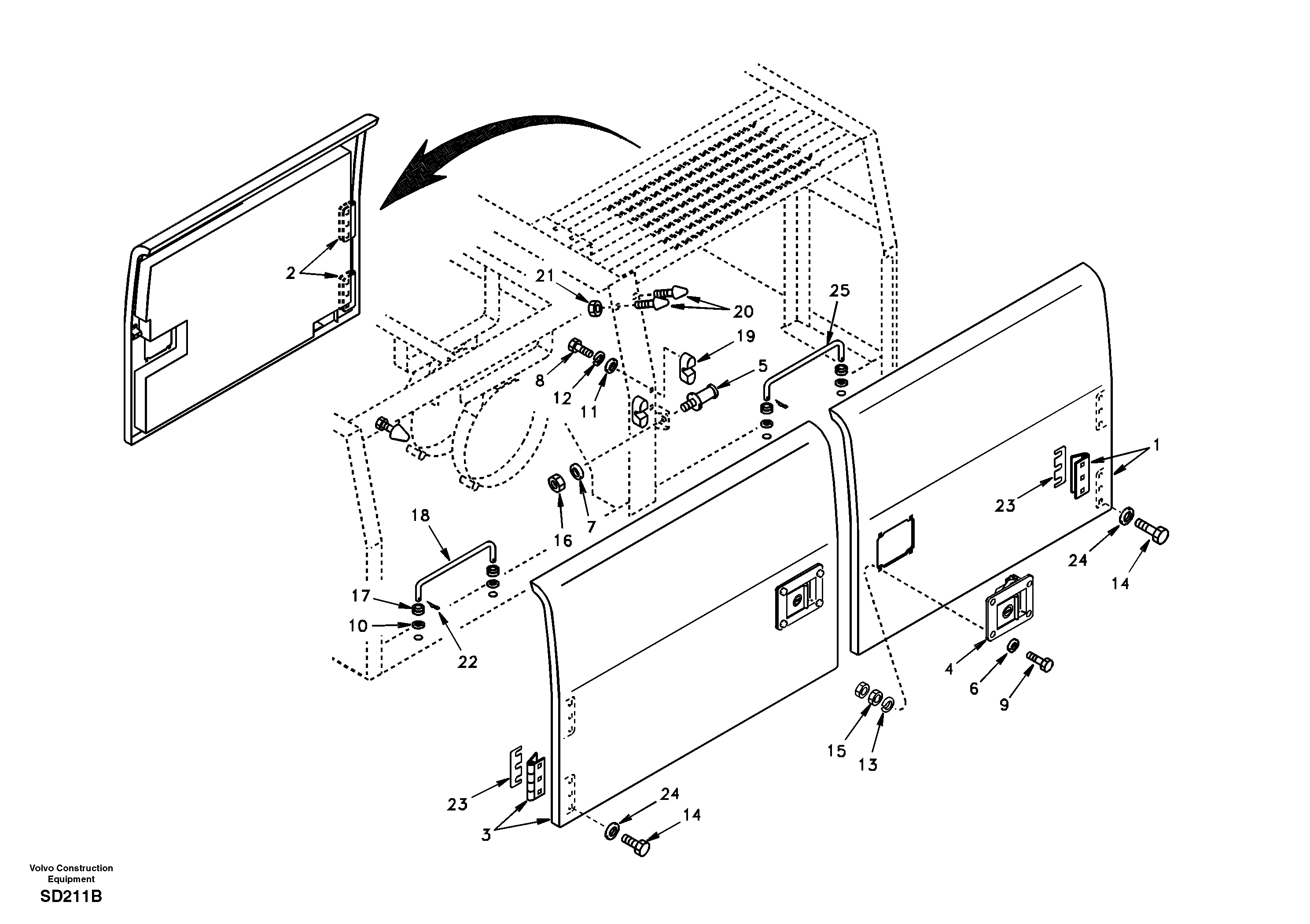 Схема запчастей Volvo EC290 - 39348 Door, side 