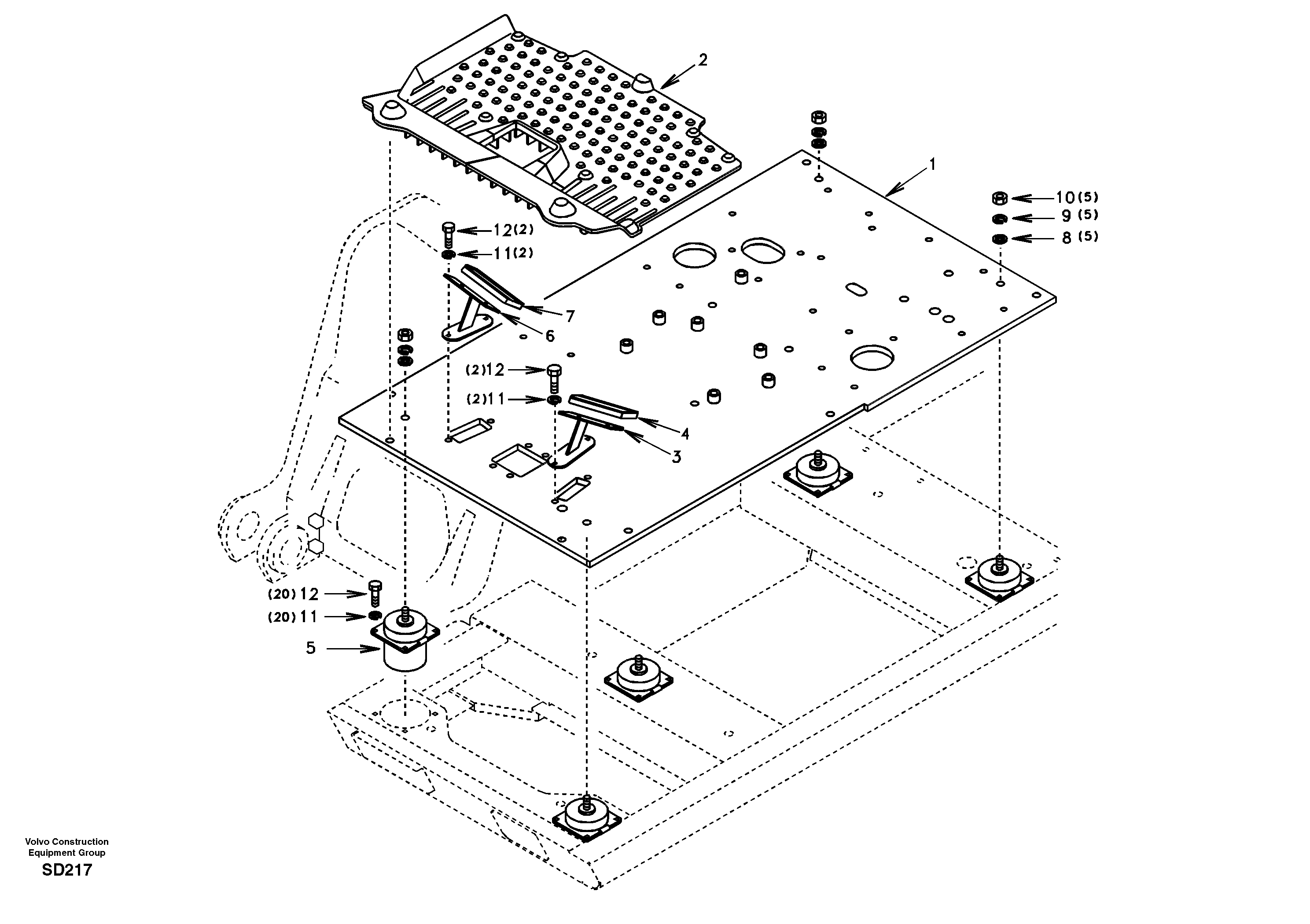 Схема запчастей Volvo EC290 - 101579 Cabin floor 