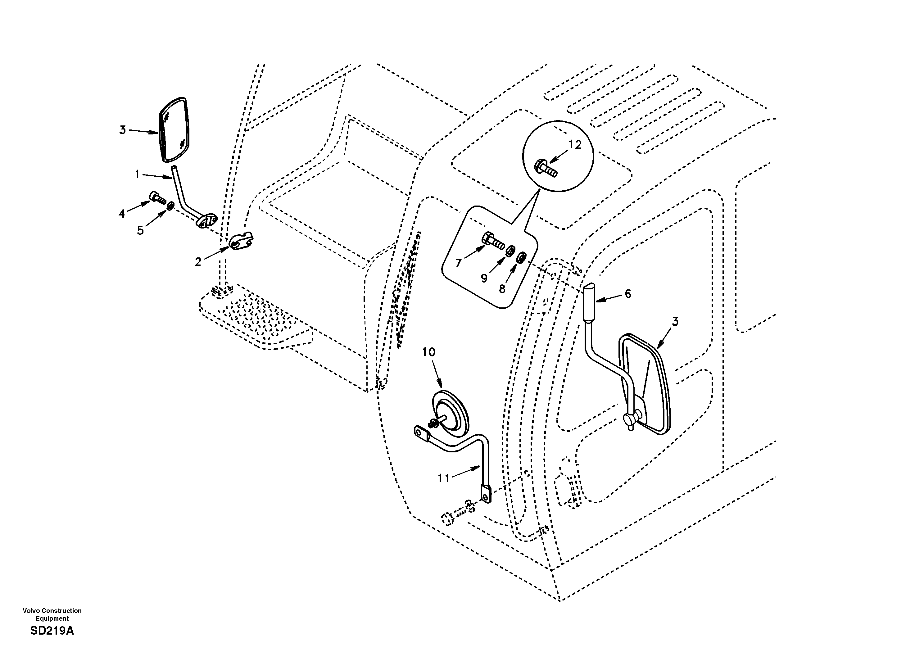 Схема запчастей Volvo EC290 - 41117 Rear view mirror 