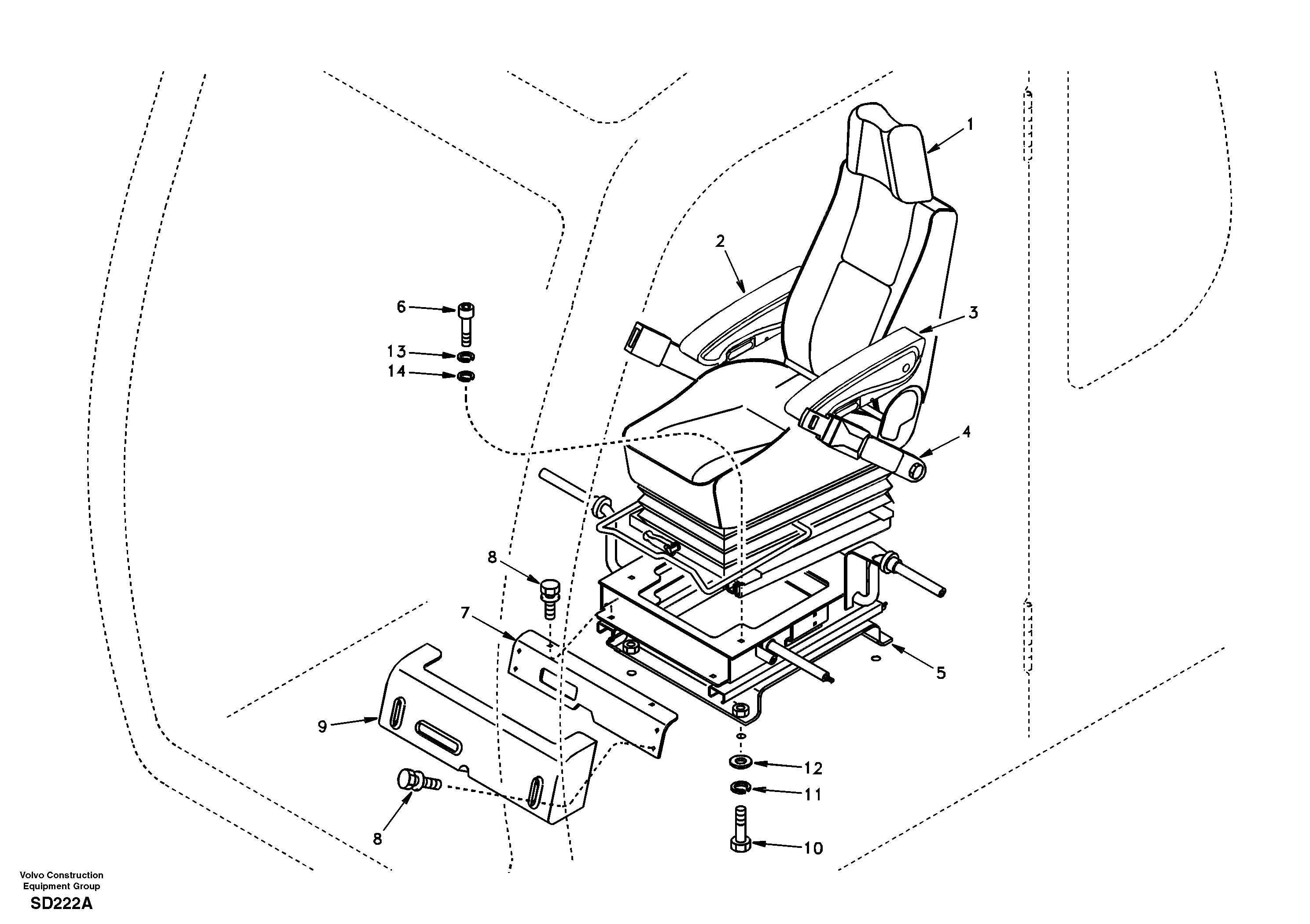 Схема запчастей Volvo EC290 - 41406 Operator seat with fitting parts 