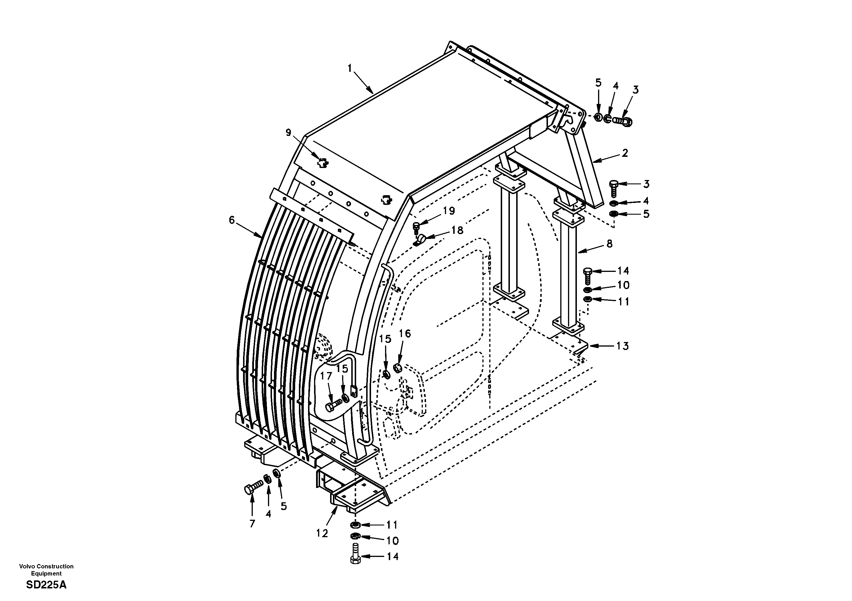 Схема запчастей Volvo EC290 - 37599 Falling object guards 