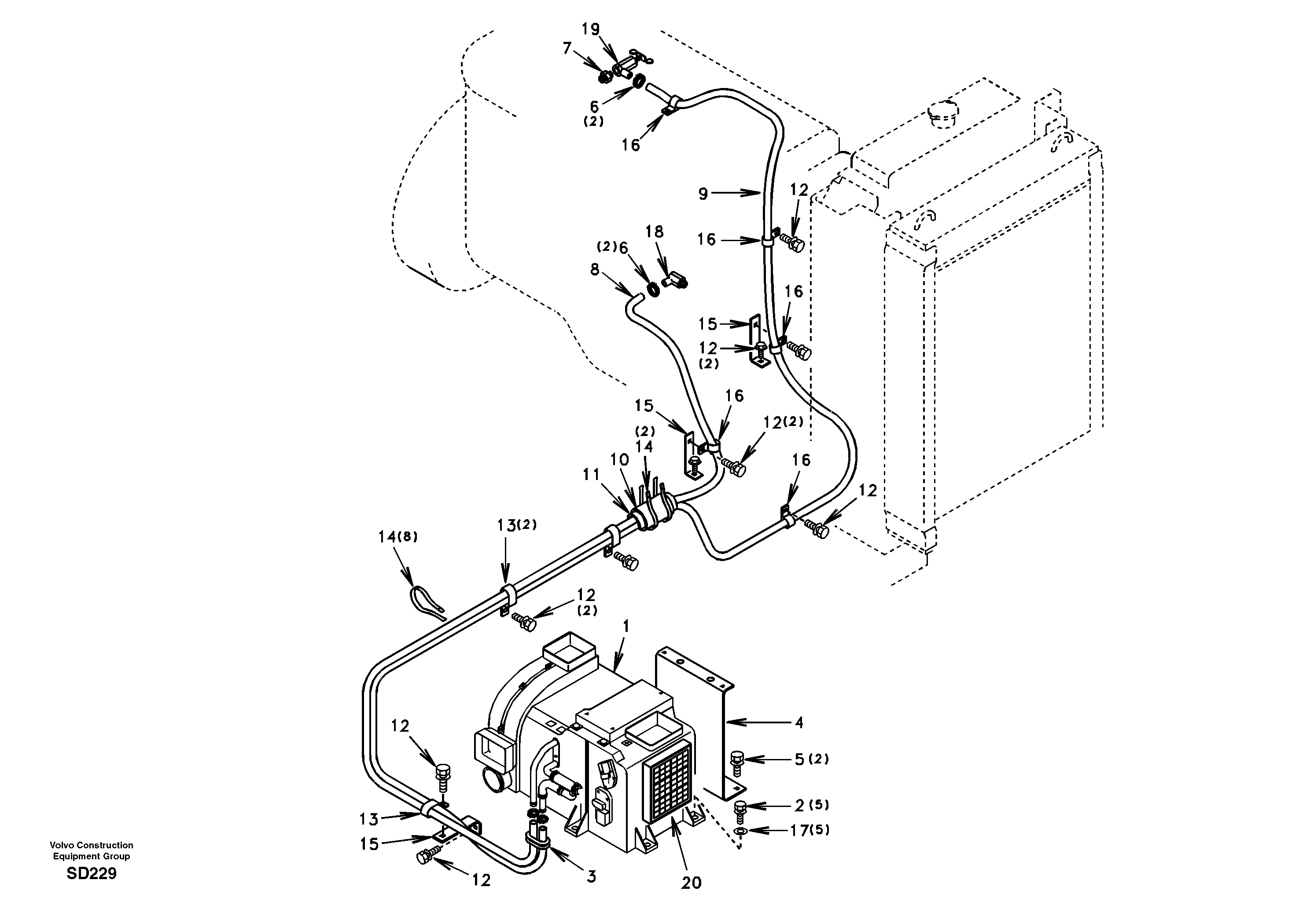 Схема запчастей Volvo EC290 - 41410 Heating line 