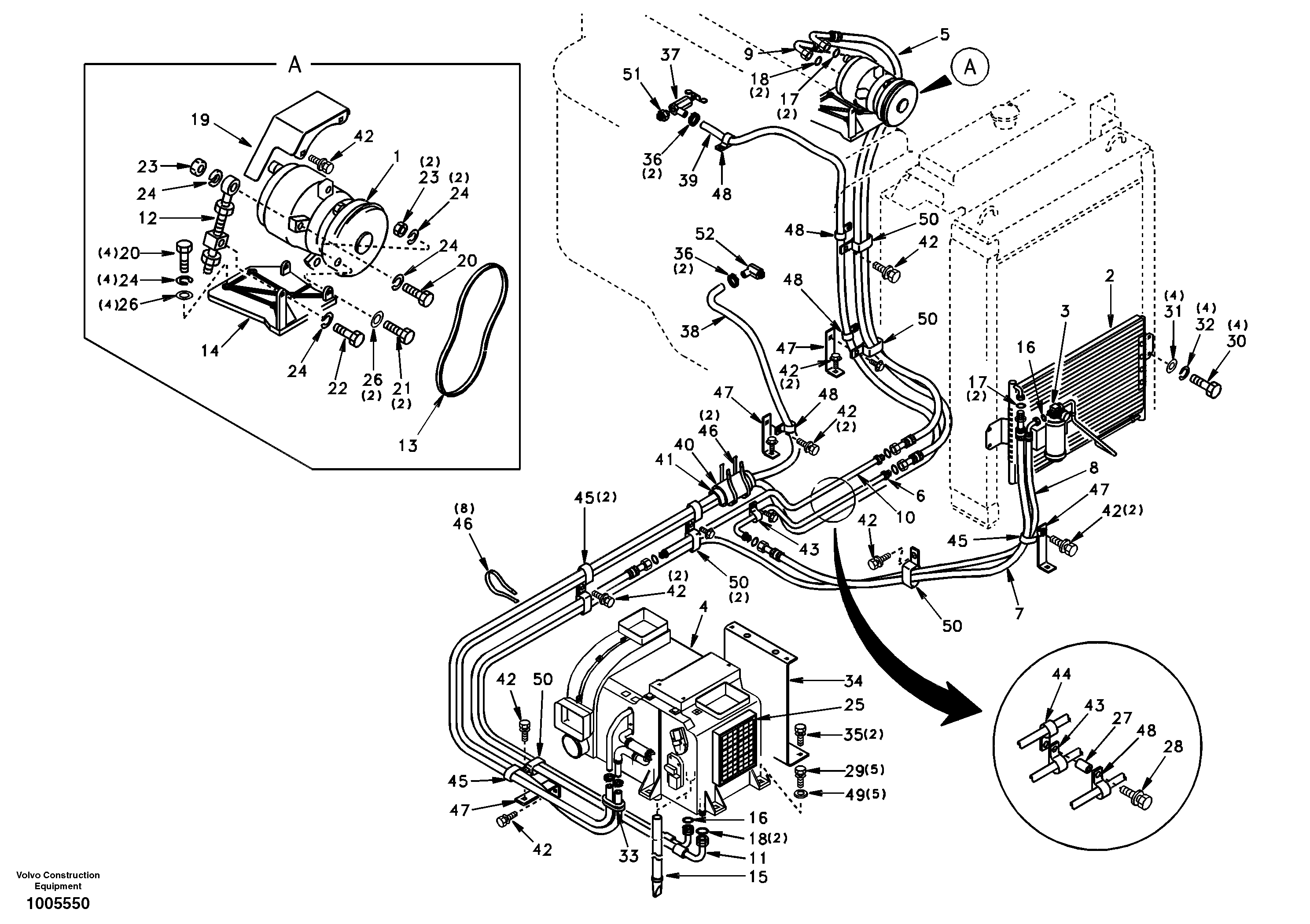 Схема запчастей Volvo EC290 - 55045 Air conditioning line, cooling and heater 