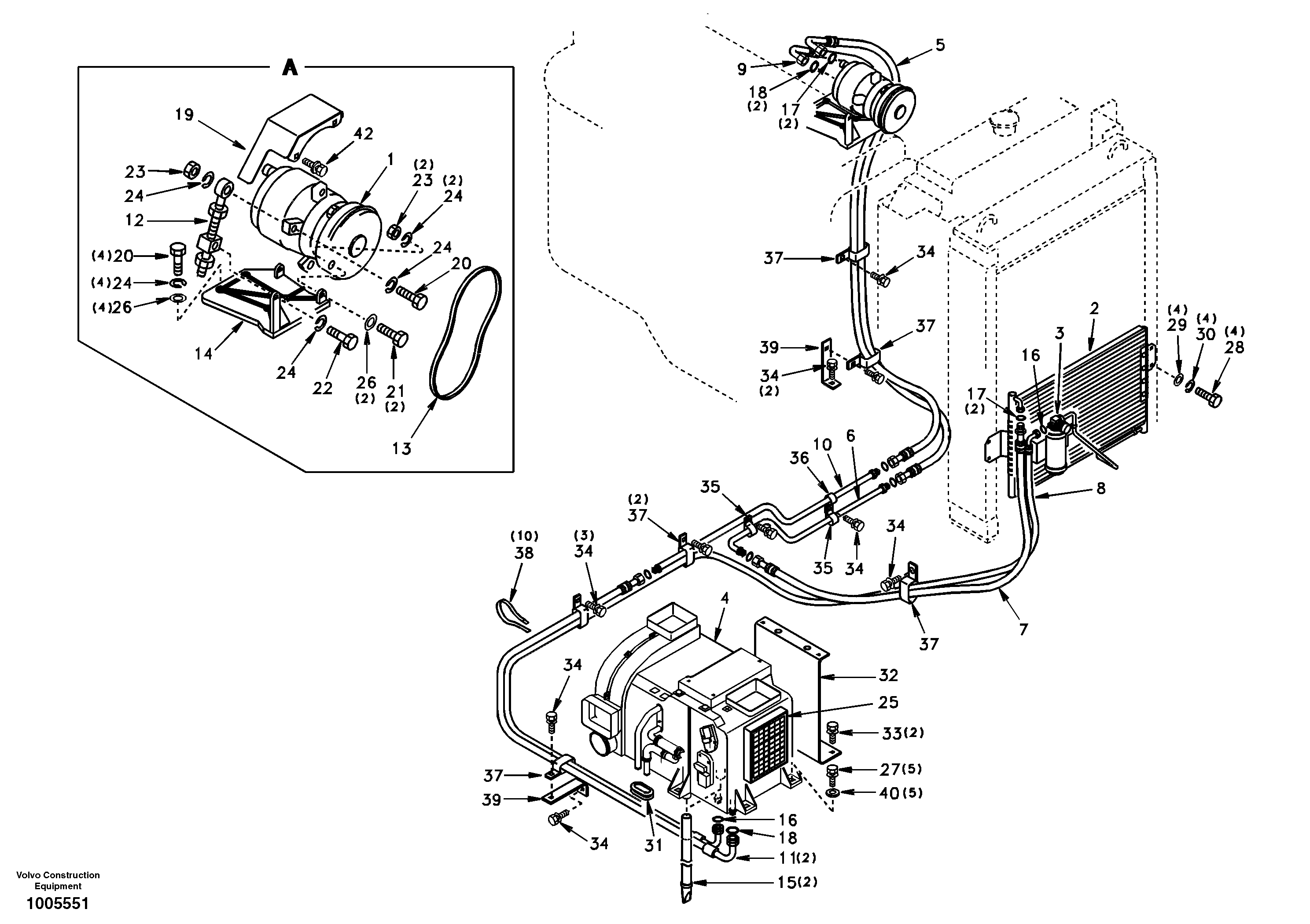 Схема запчастей Volvo EC290 - 55046 Air conditioning unit line 