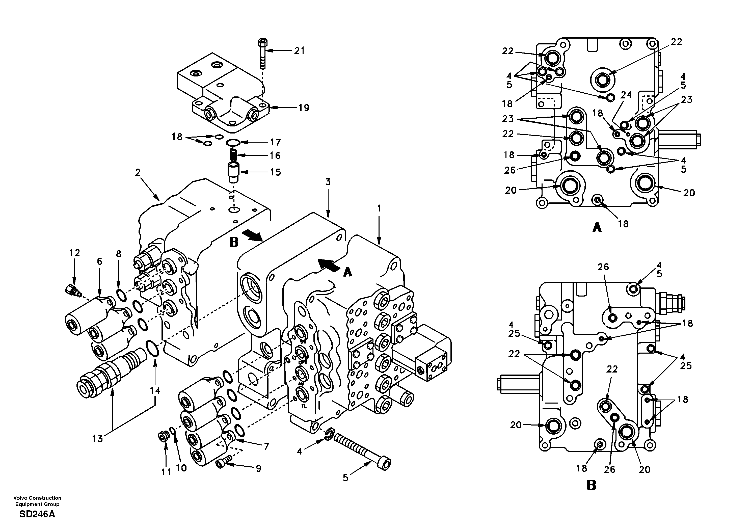 Схема запчастей Volvo EC290 - 42126 Control valve with fitting parts 