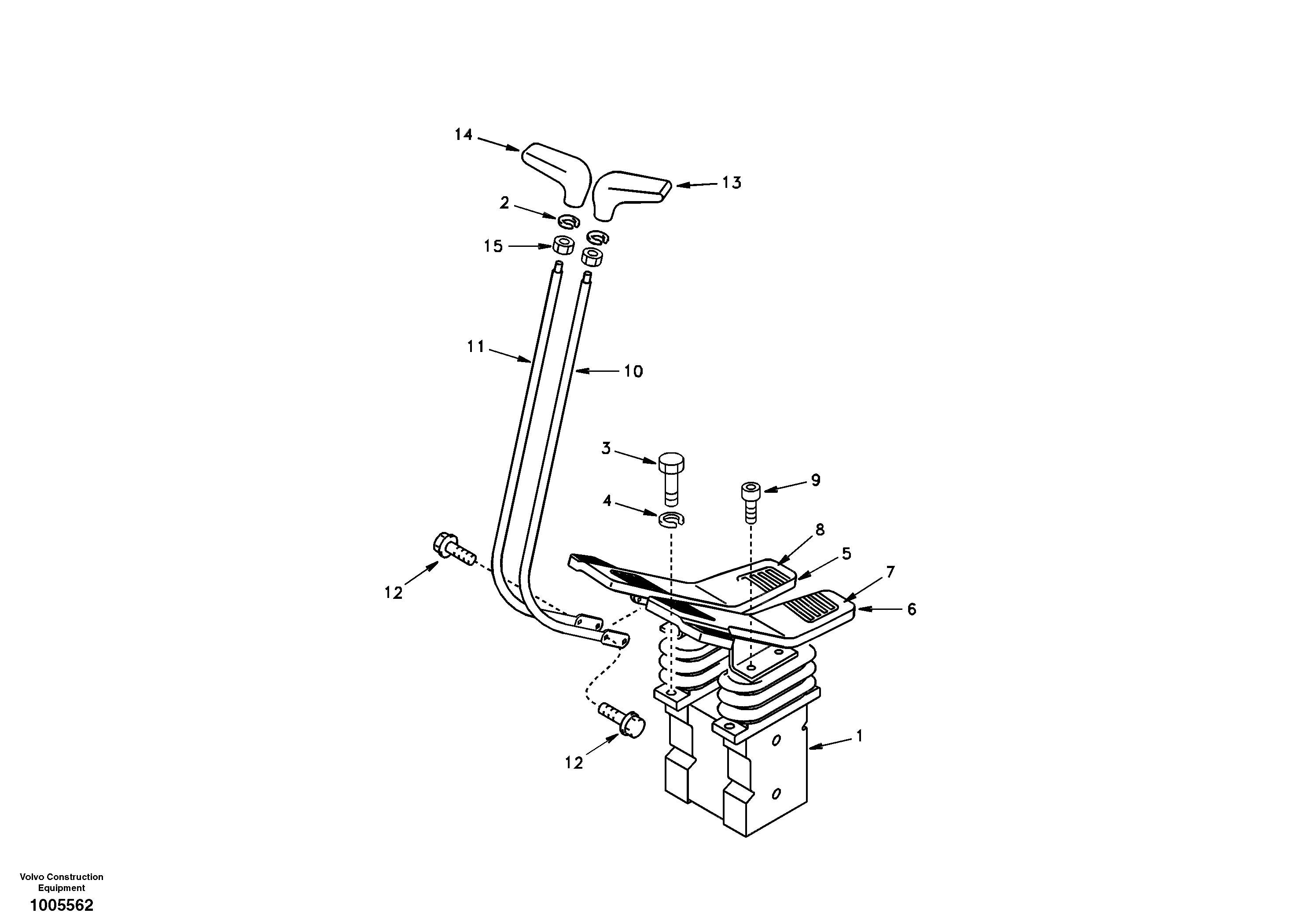 Схема запчастей Volvo EC290 - 40047 Remote control valve pedal with fitting parts 