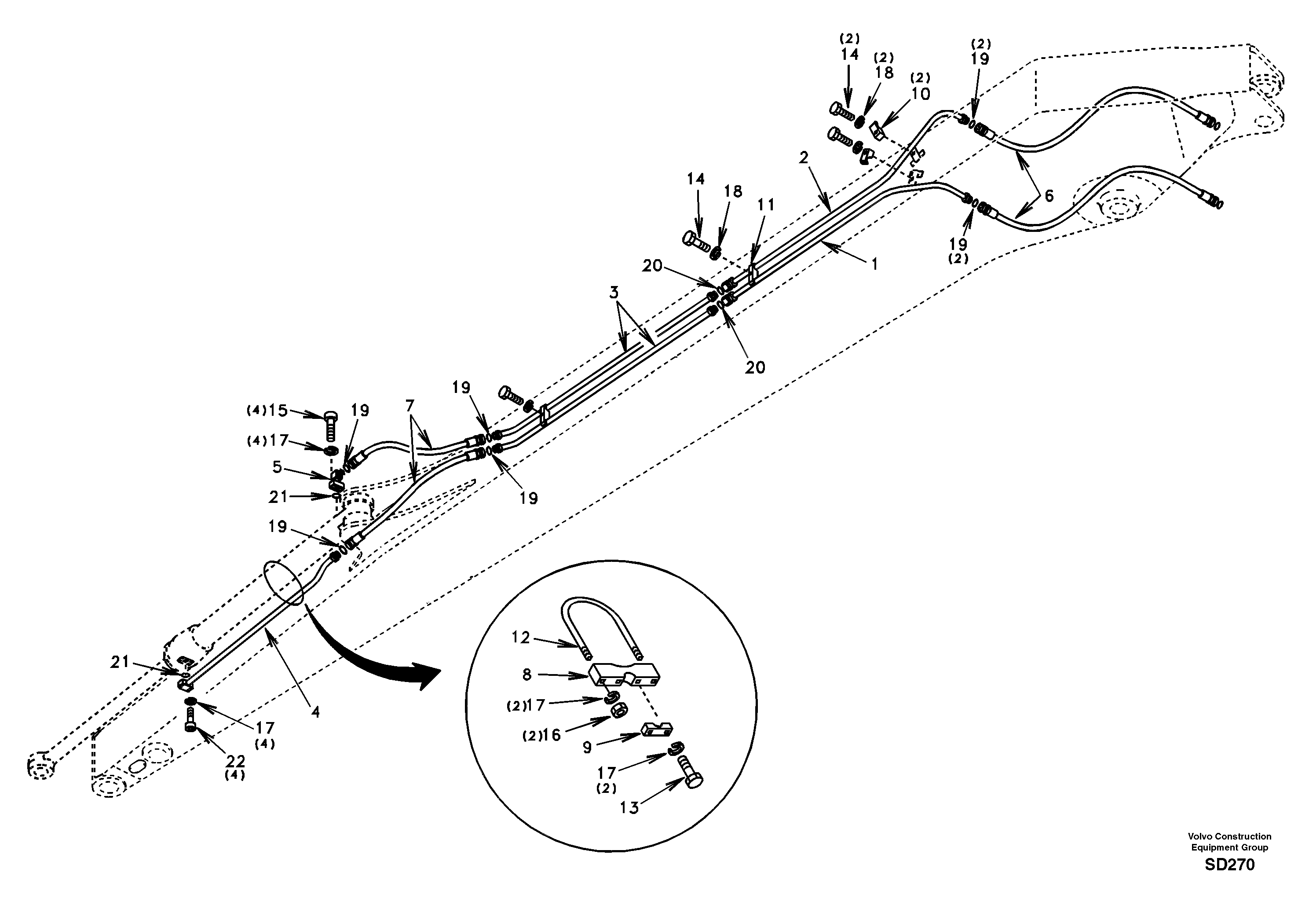 Схема запчастей Volvo EC290 - 31289 Working hydraulic, long dipper arm 