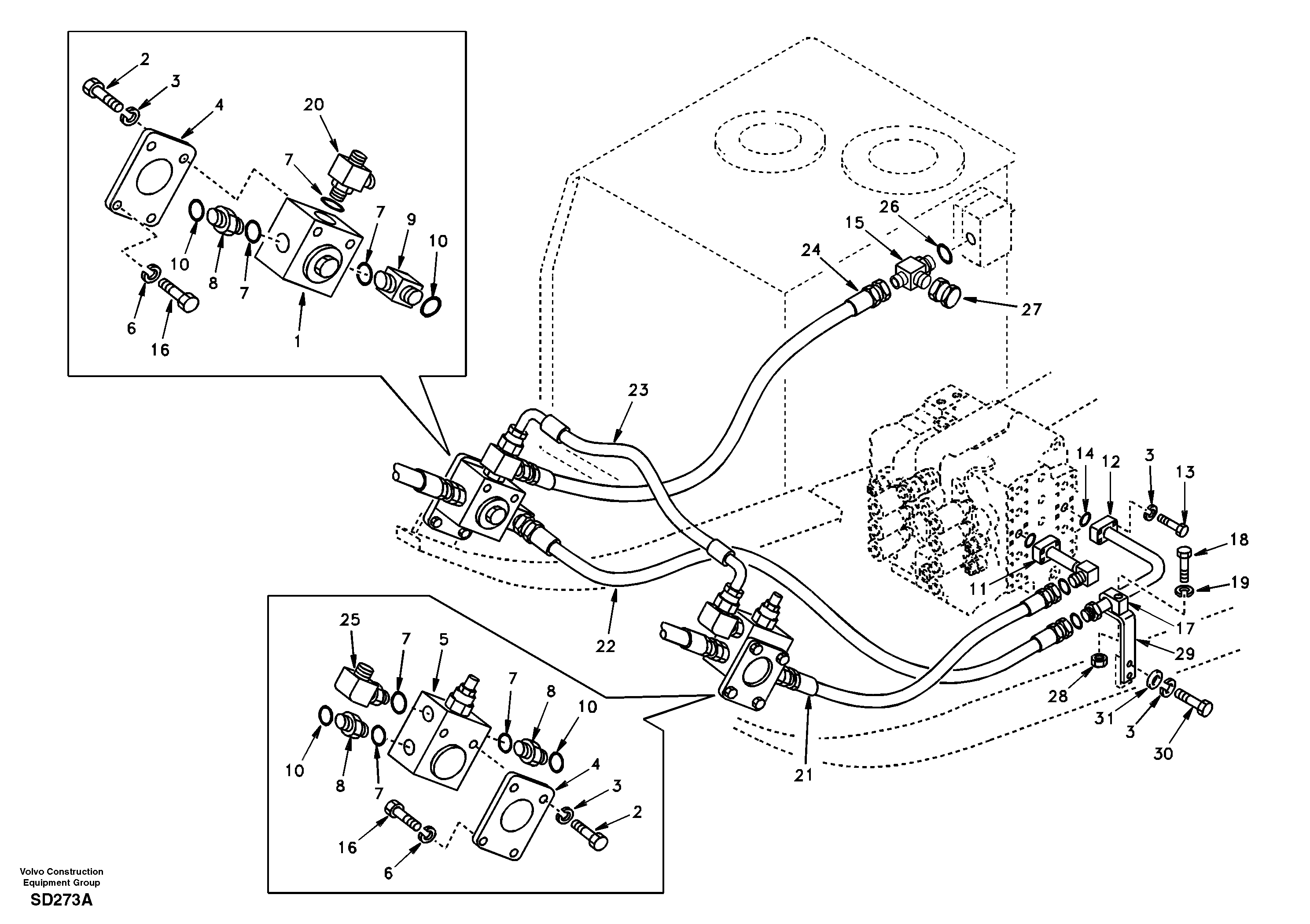 Схема запчастей Volvo EC290 - 6682 Working hydraulic, hammer and shear for upper 