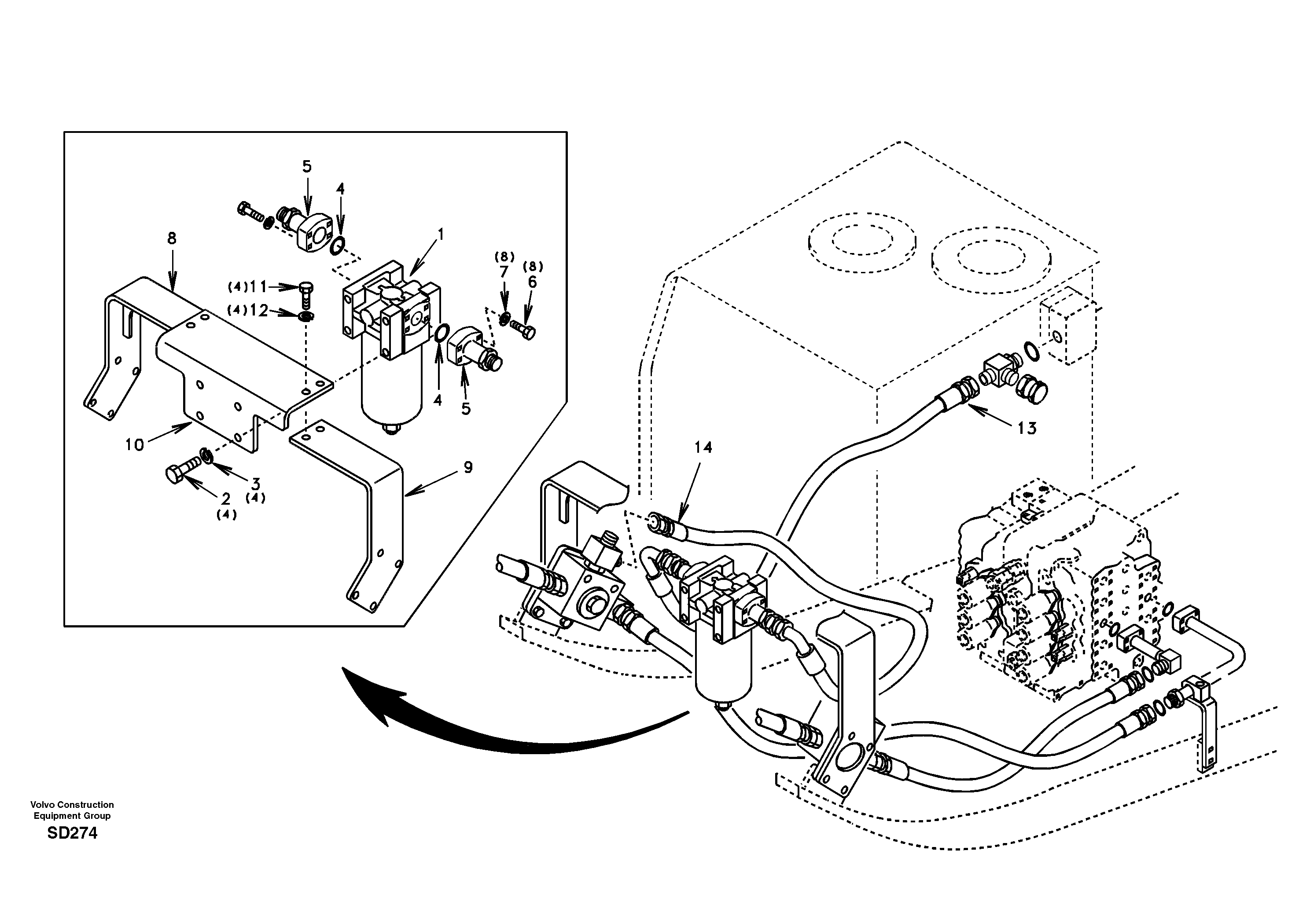 Схема запчастей Volvo EC290 - 6685 Working hydraulic, hammer and shear for return filter 