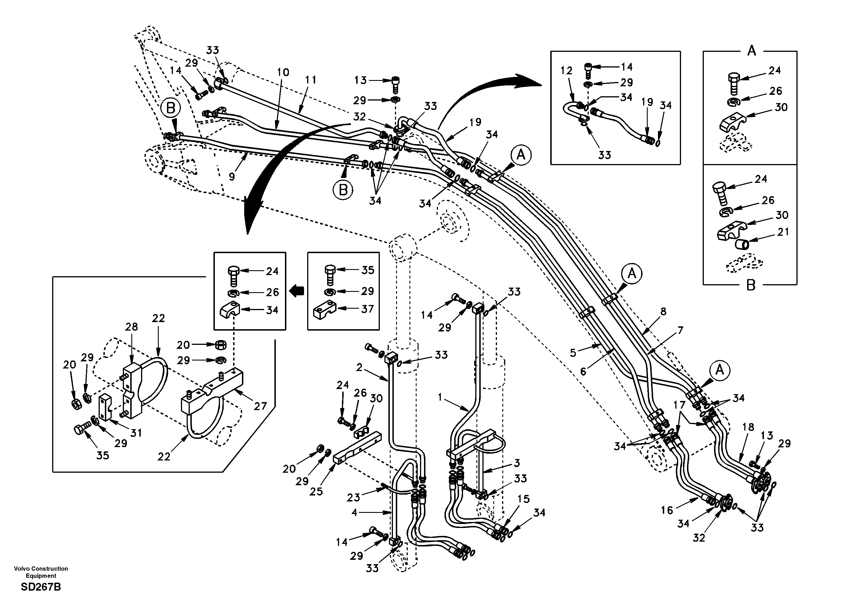 Схема запчастей Volvo EC290 - 80529 Working hydraulic, boom 