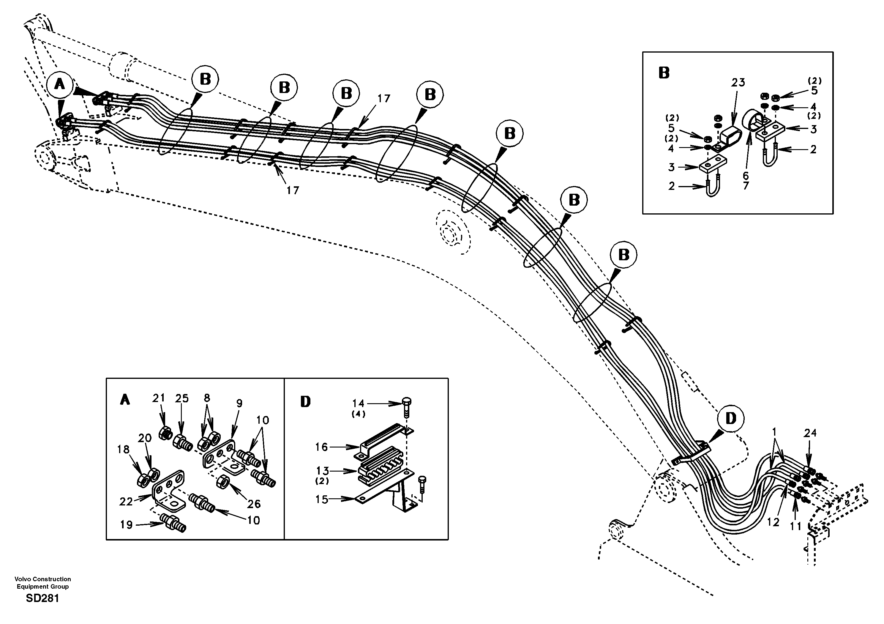 Схема запчастей Volvo EC290 - 37700 Quickfit and rotator hydraulic boom 