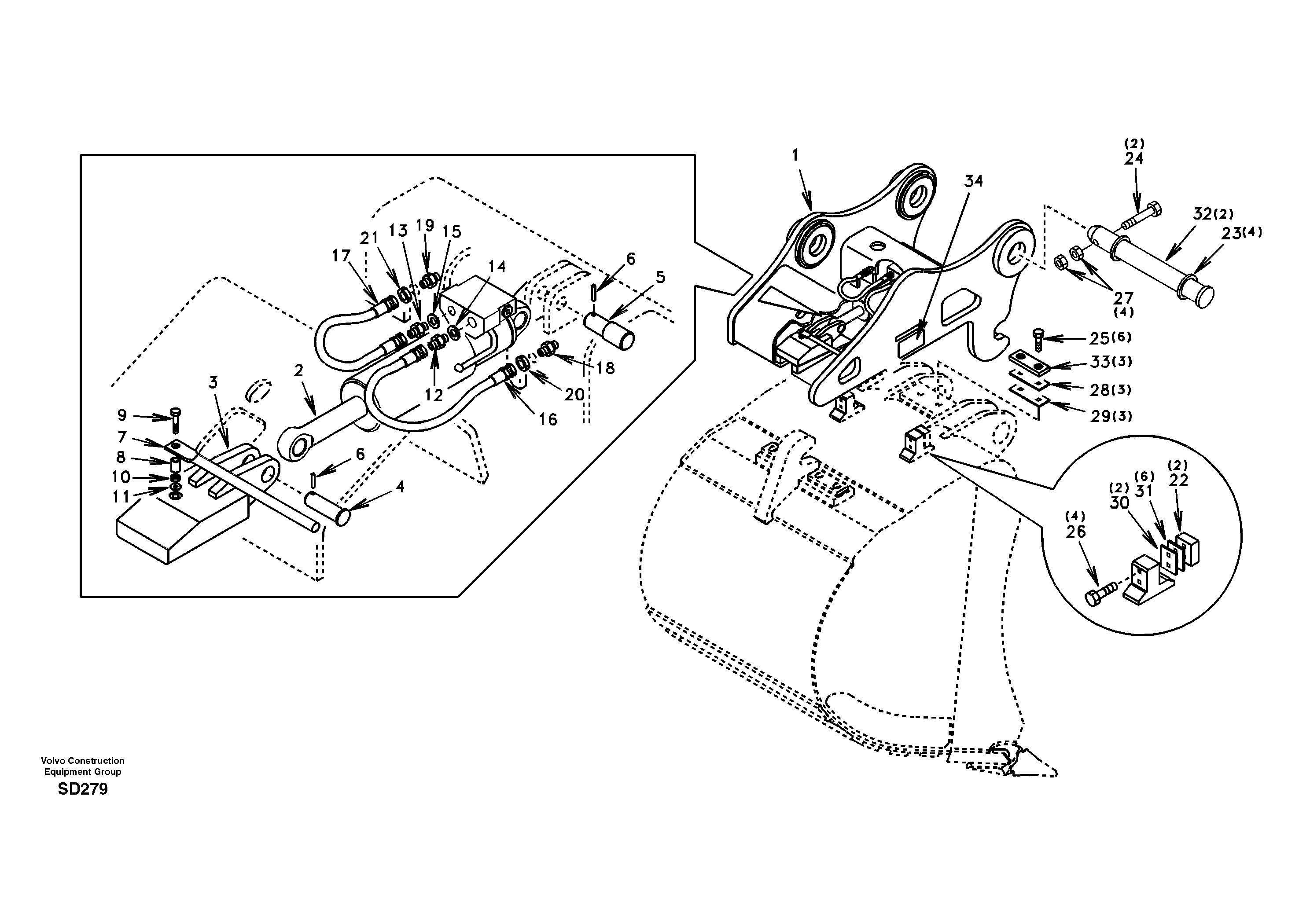 Схема запчастей Volvo EC290 - 78934 Attachment bracket, quickfit 