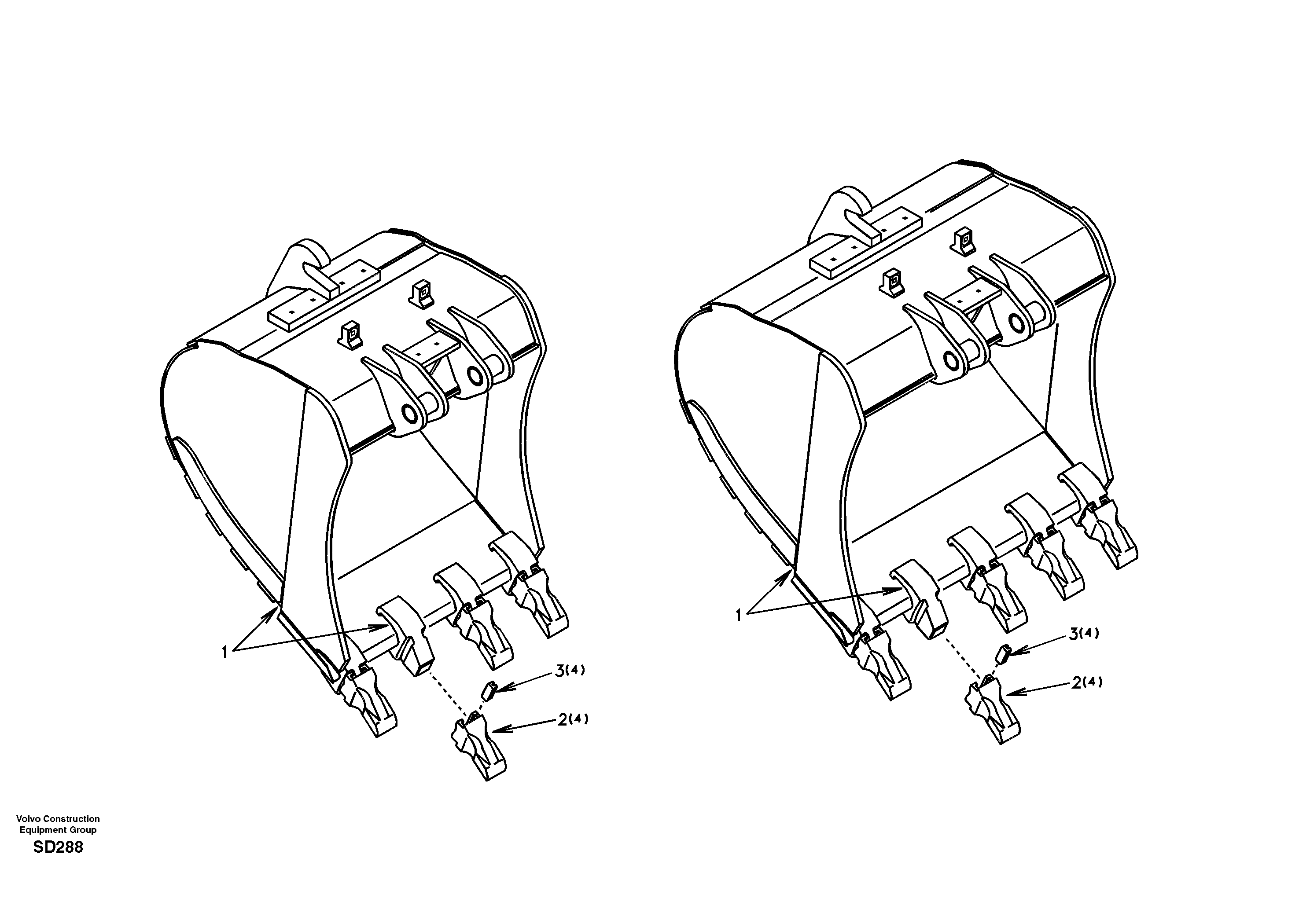 Схема запчастей Volvo EC290 - 41703 Buckets for Quickfit 