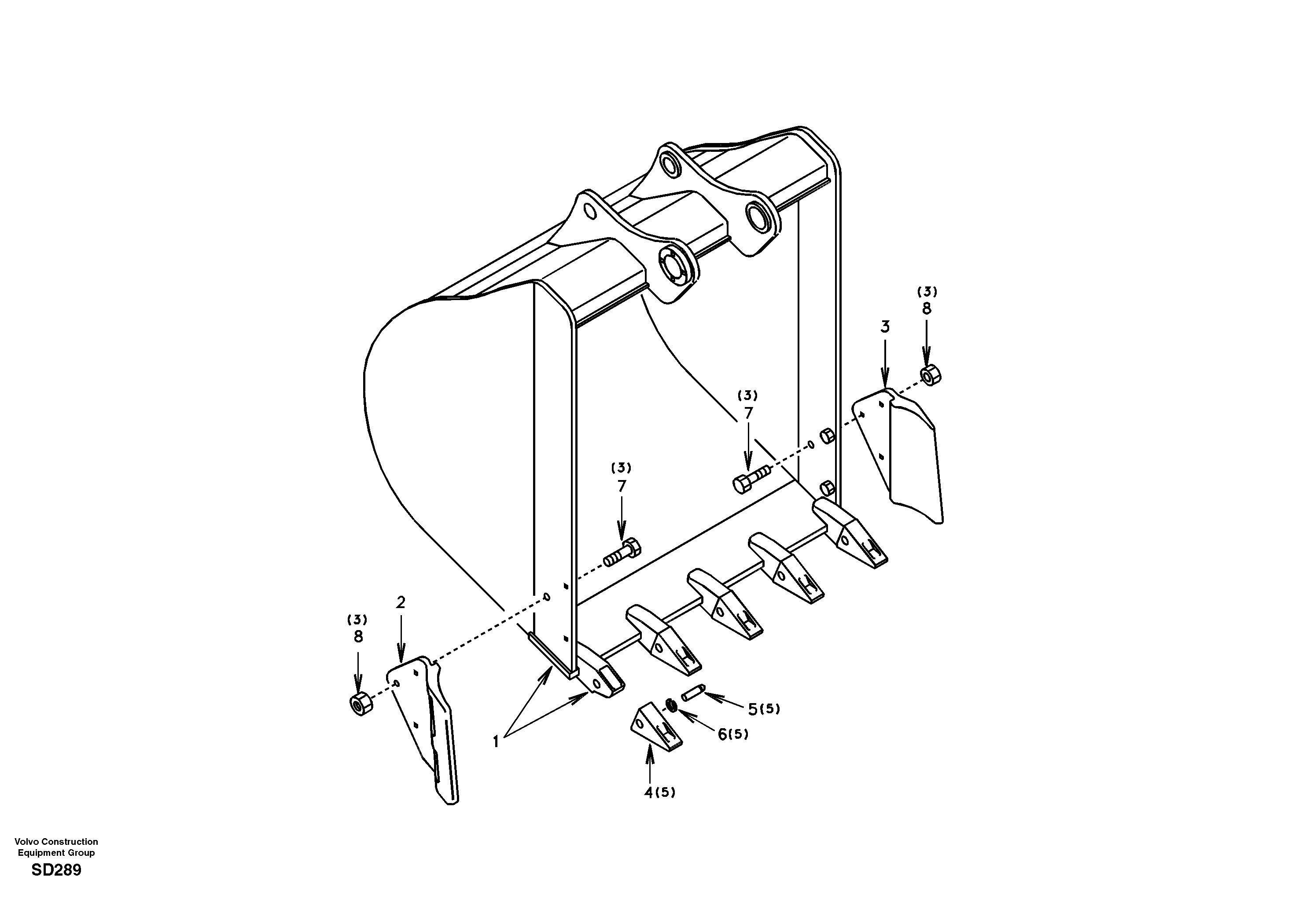 Схема запчастей Volvo EC290 - 44037 Buckets for super long boom 