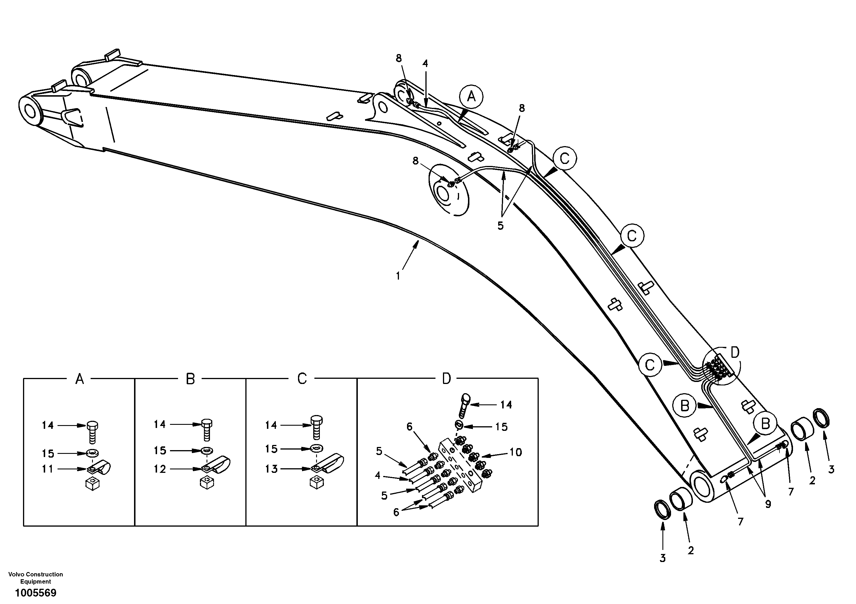 Схема запчастей Volvo EC290 - 25936 Boom and grease piping, mono 