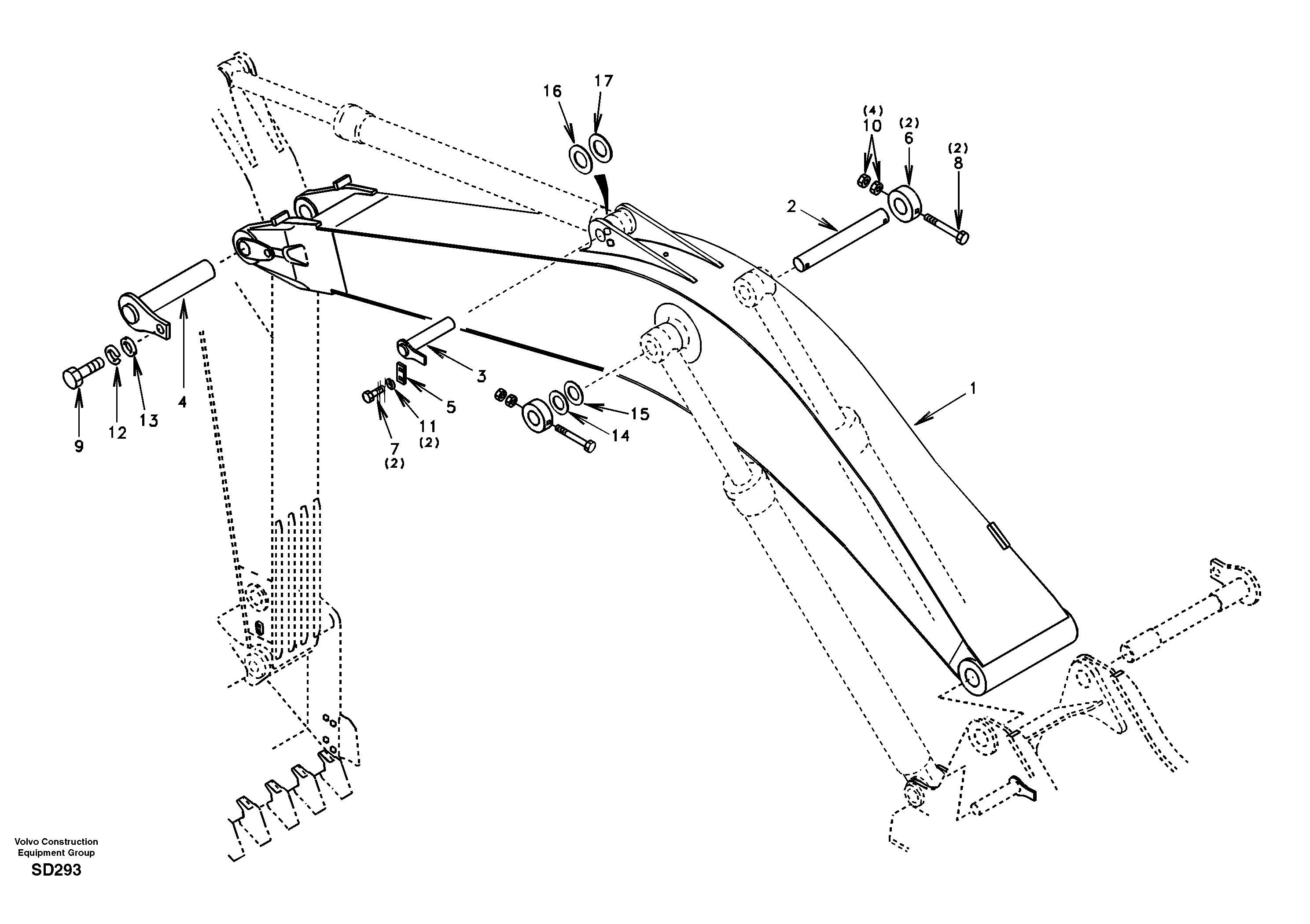 Схема запчастей Volvo EC290 - 32822 Links to boom, mono 