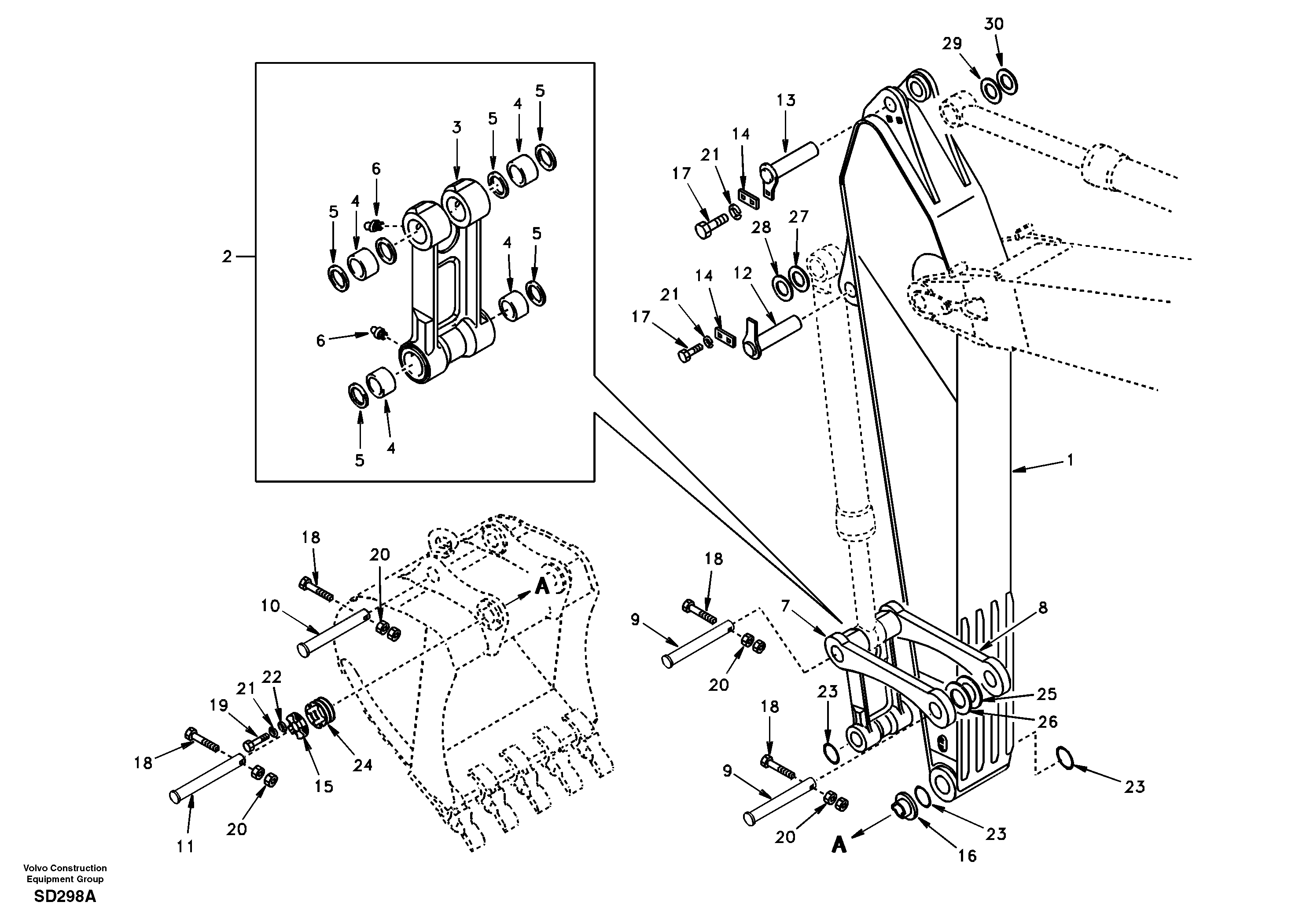 Схема запчастей Volvo EC290 - 29975 Links to dipper arm 