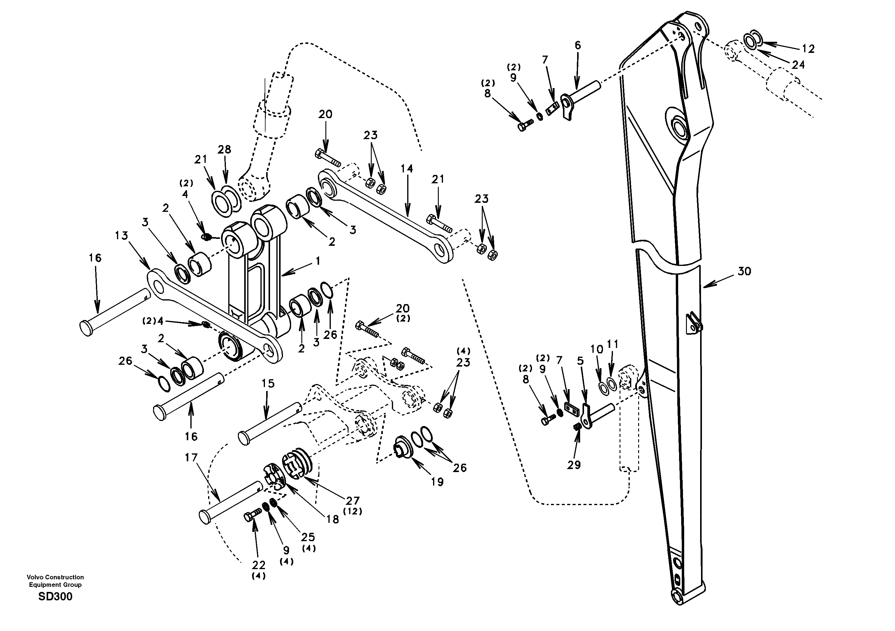 Схема запчастей Volvo EC290 - 98539 Links to dipper arm, super long 