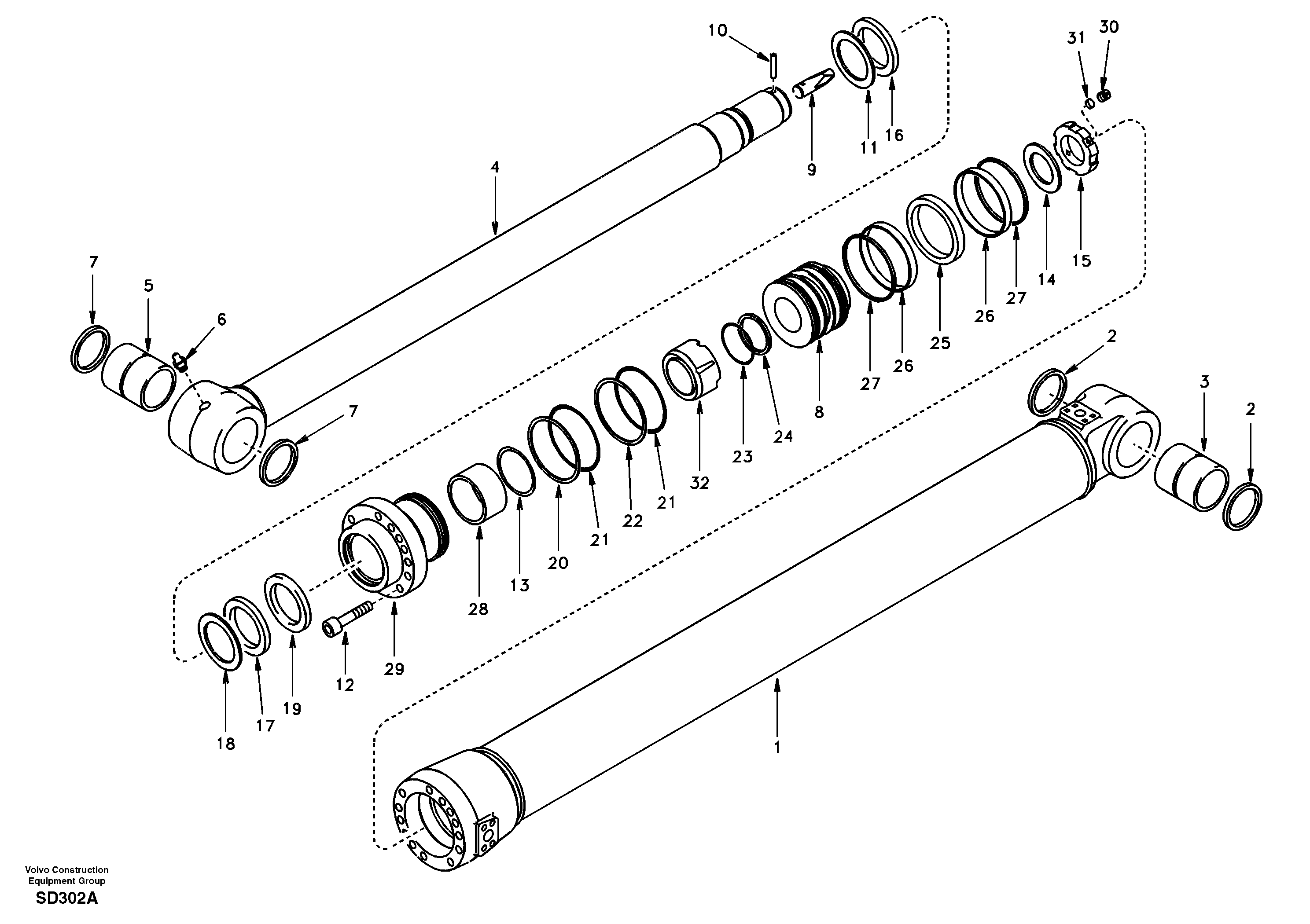 Схема запчастей Volvo EC290 - 99853 Dipper arm cylinder 