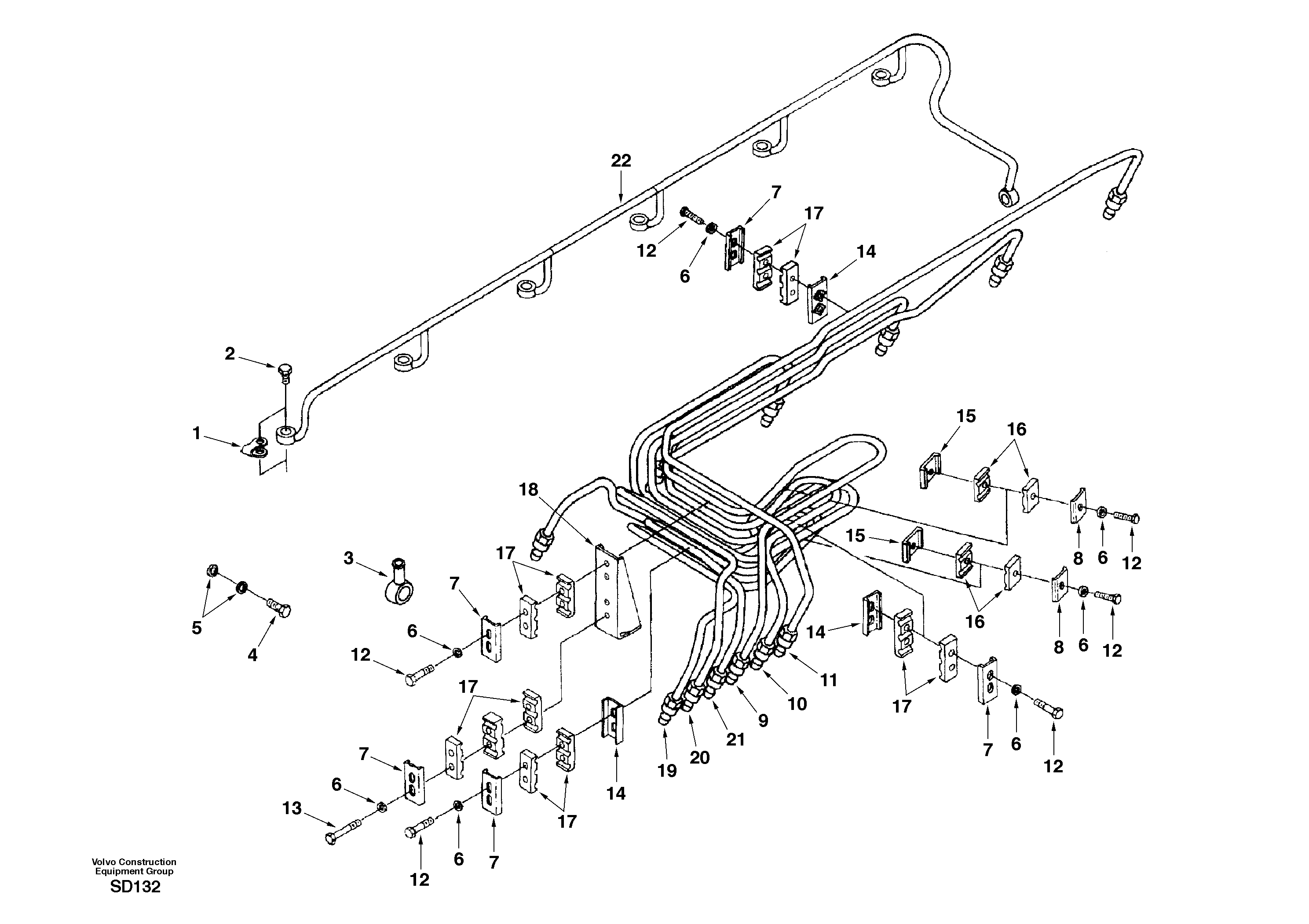 Схема запчастей Volvo EC290 - 28863 Fuel pipes-injector 