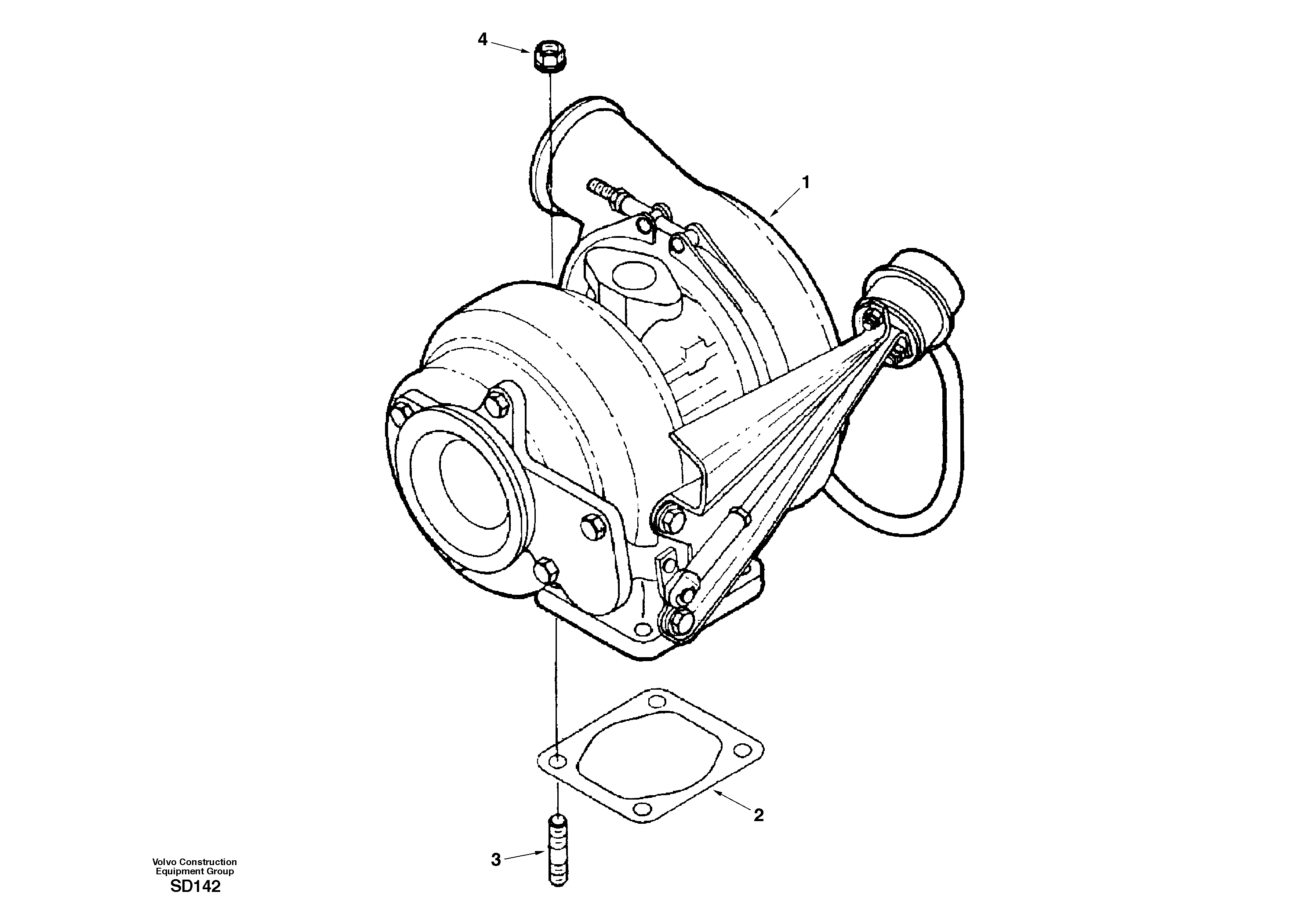 Схема запчастей Volvo EC290 - 58076 Турбокомпрессор (турбина) с установочными деталями 