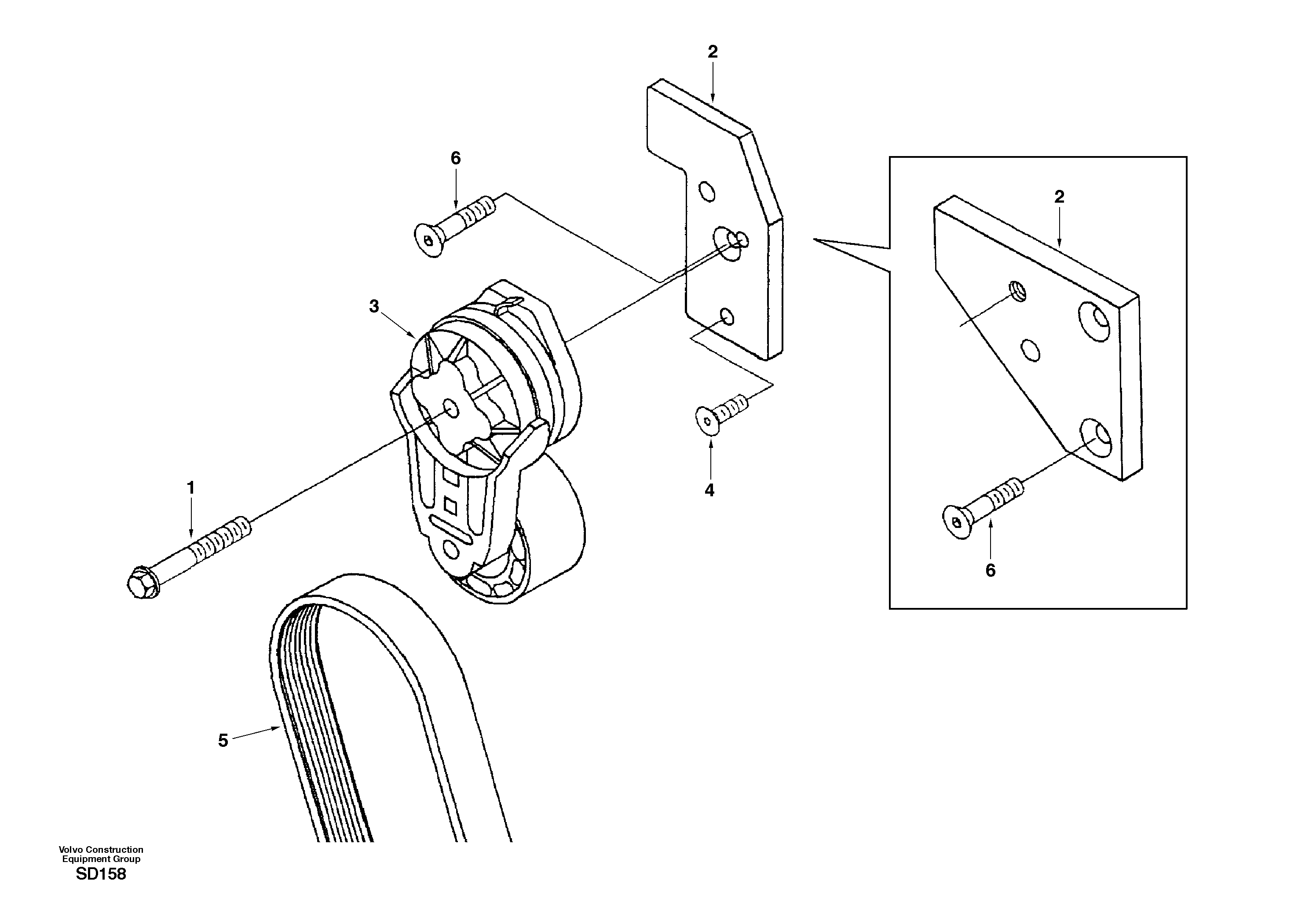 Схема запчастей Volvo EC290 - 45288 Automatic belt tensioner with fitting parts 