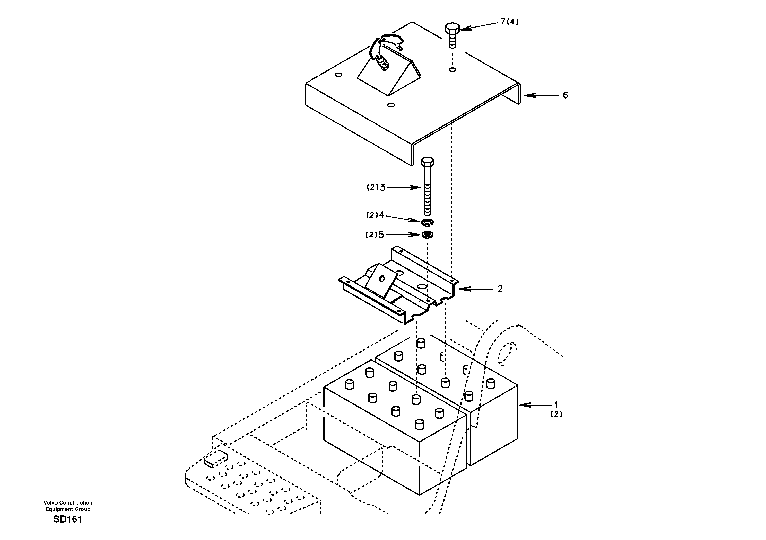 Схема запчастей Volvo EC290 - 40074 Battery with assembling details 