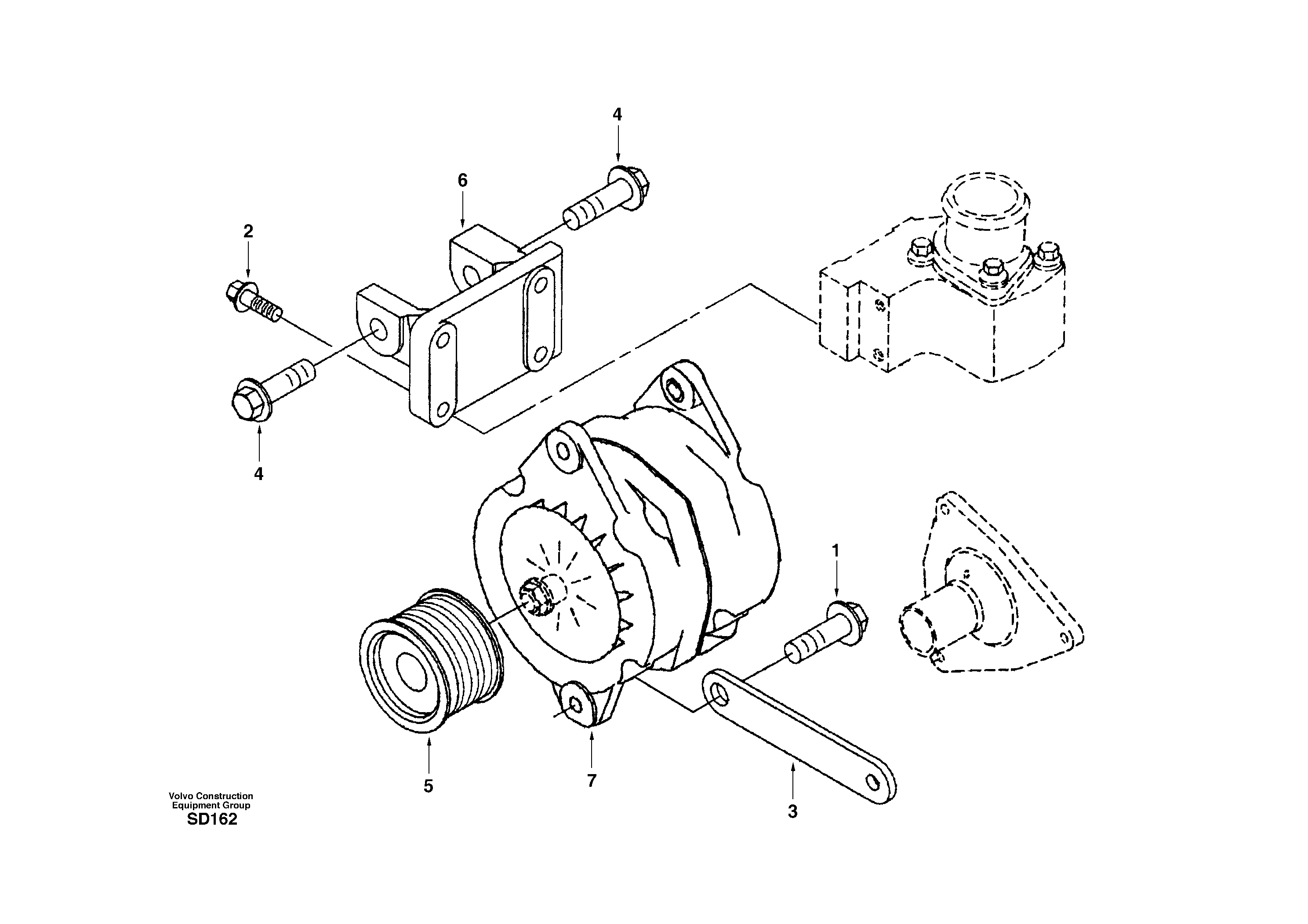 Схема запчастей Volvo EC290 - 50537 Alternator with assembling details 