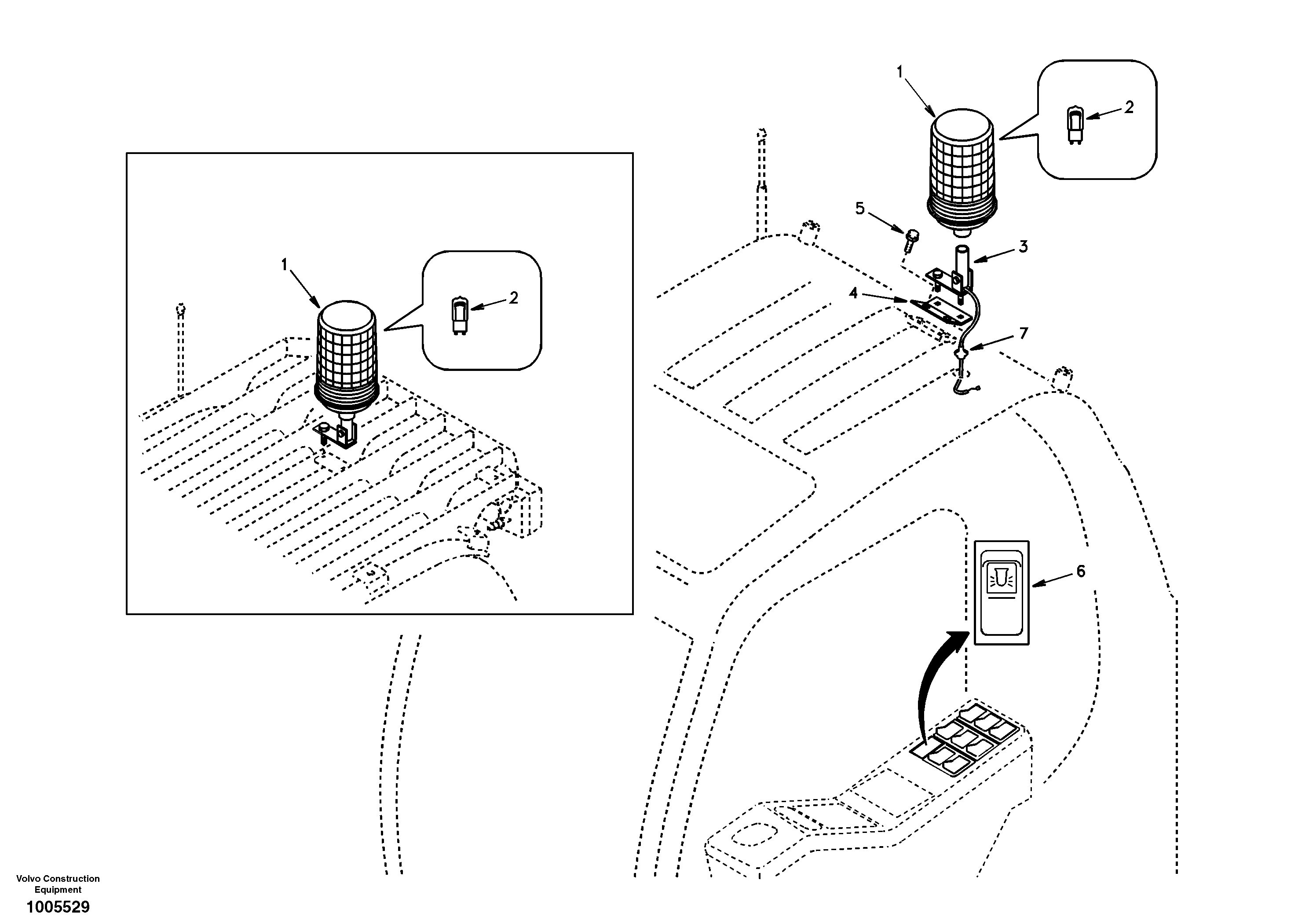 Схема запчастей Volvo EC290 - 23766 Rotating beacon 