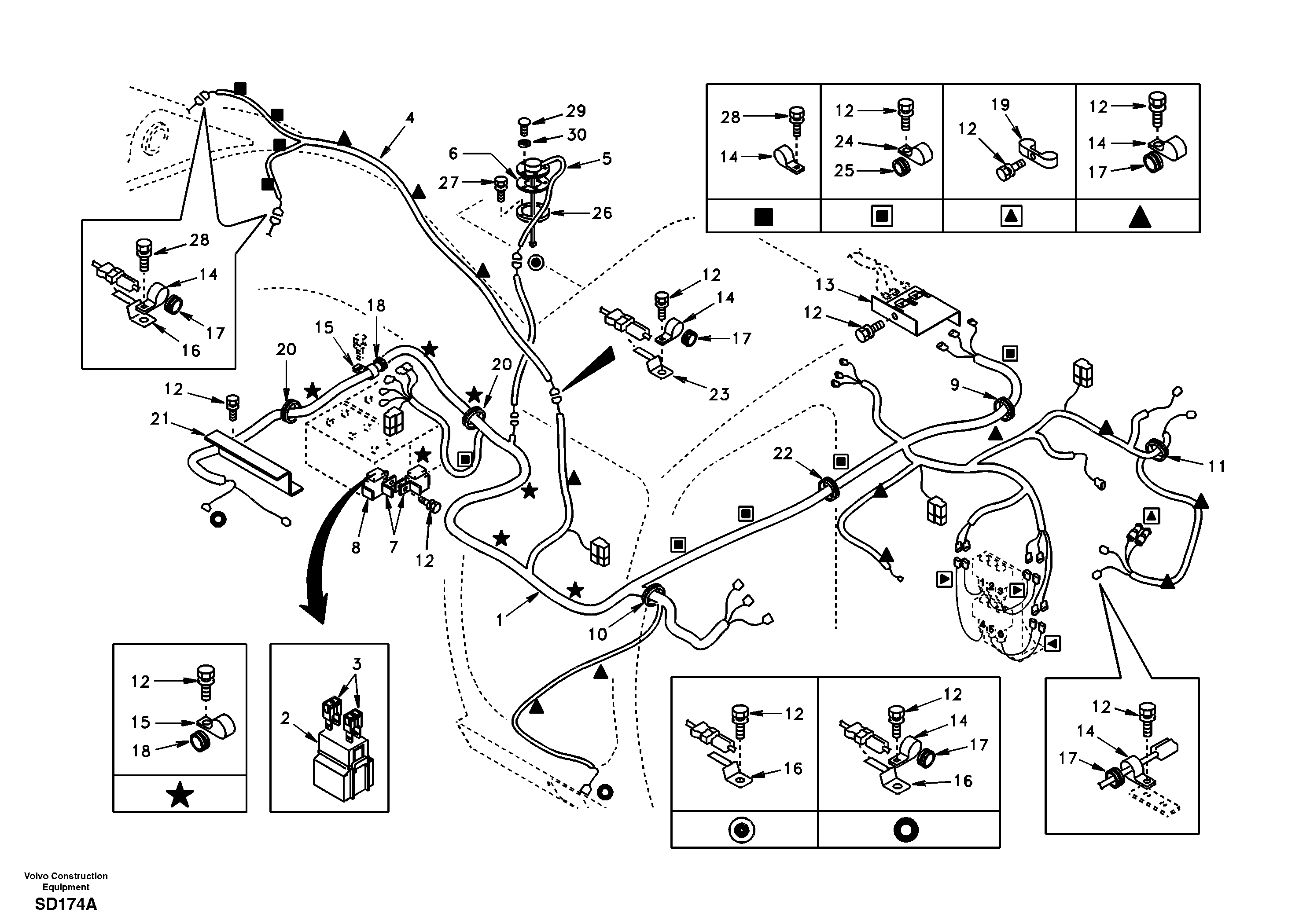 Схема запчастей Volvo EC290 - 46823 Cable and wire harness, main 