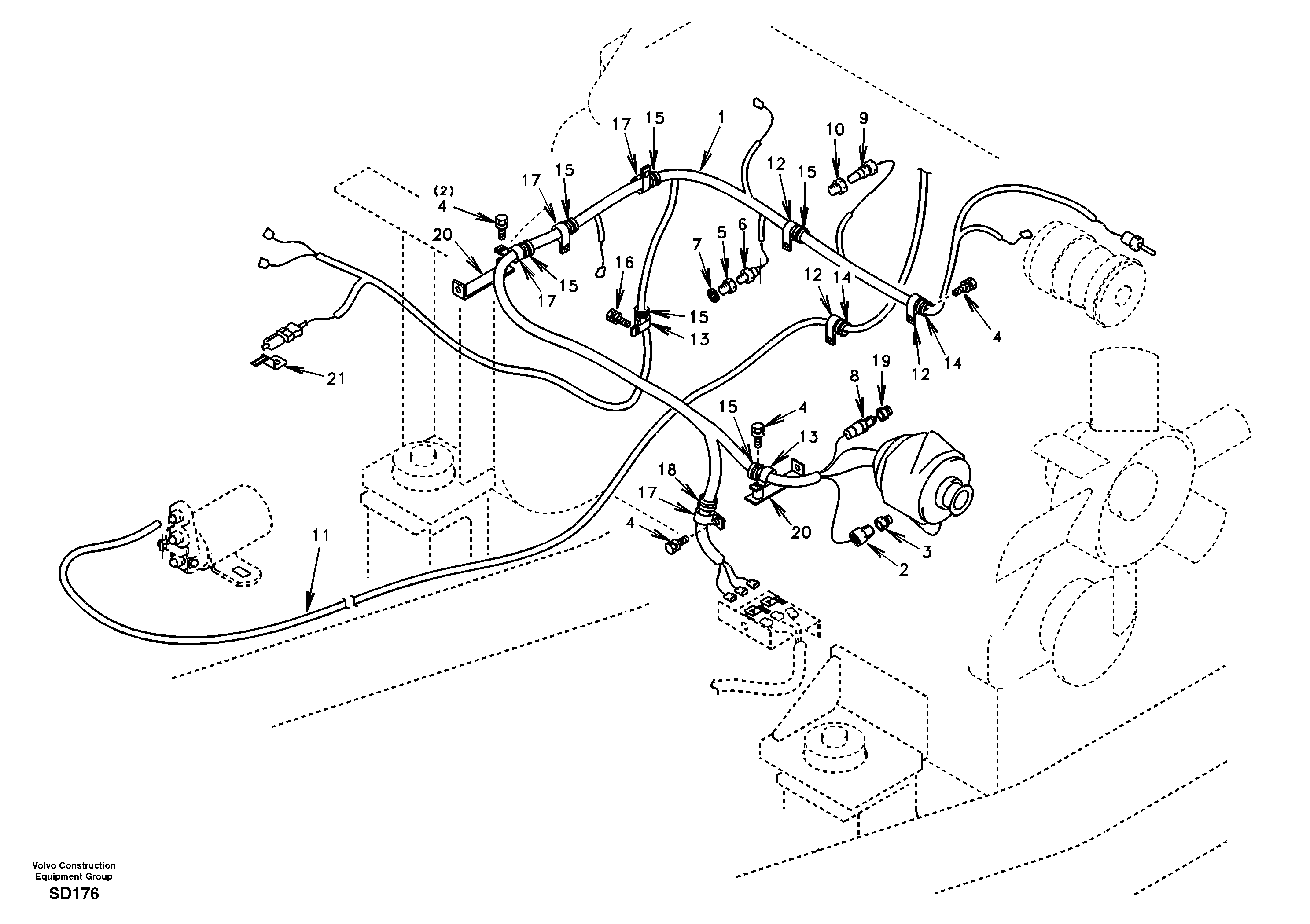 Схема запчастей Volvo EC290 - 46824 Cable harness, engine 